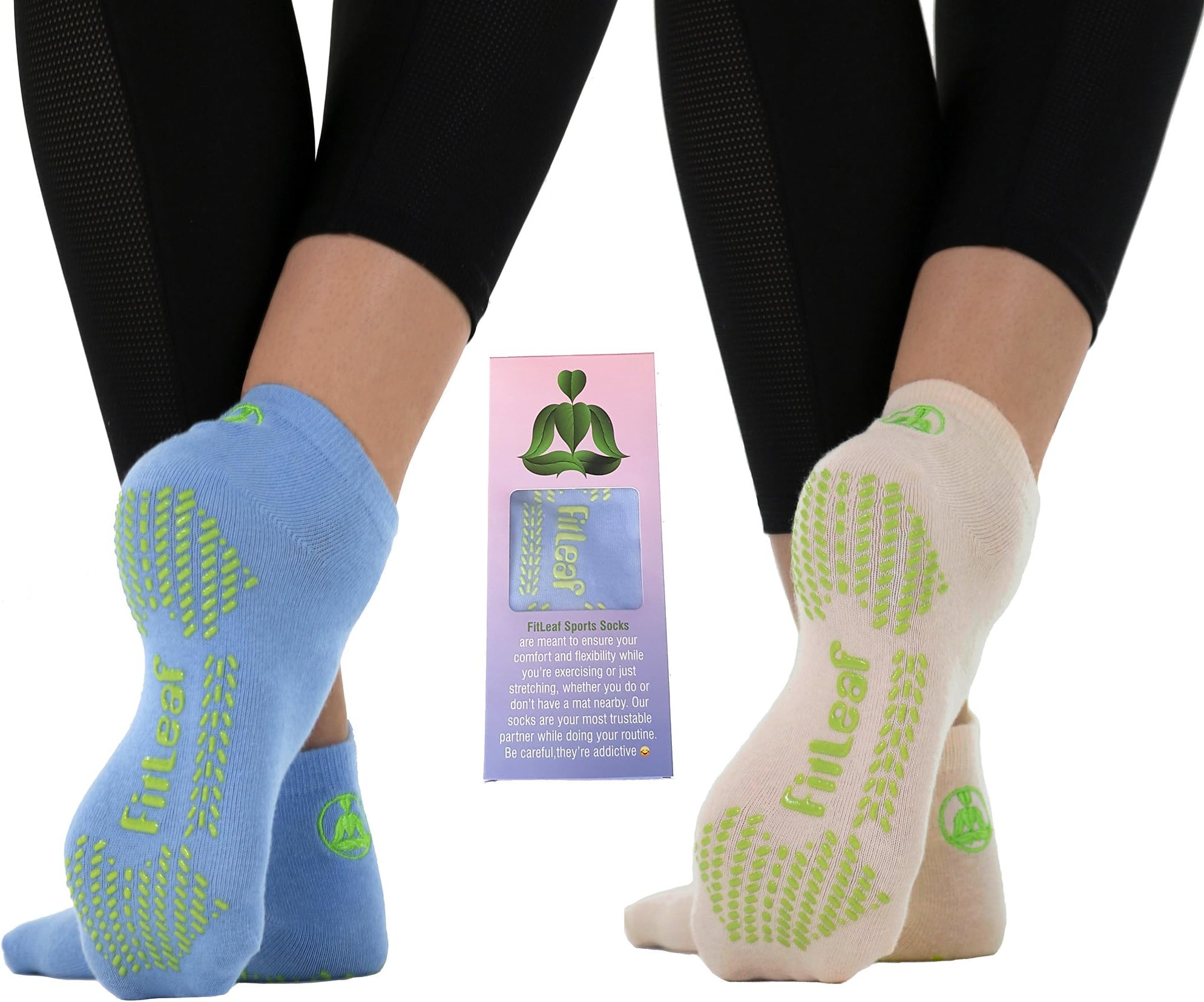 2 Pairs of Yoga Socks for Women – Non Slip Socks with Grip for Pilates, Ballet, Barre
