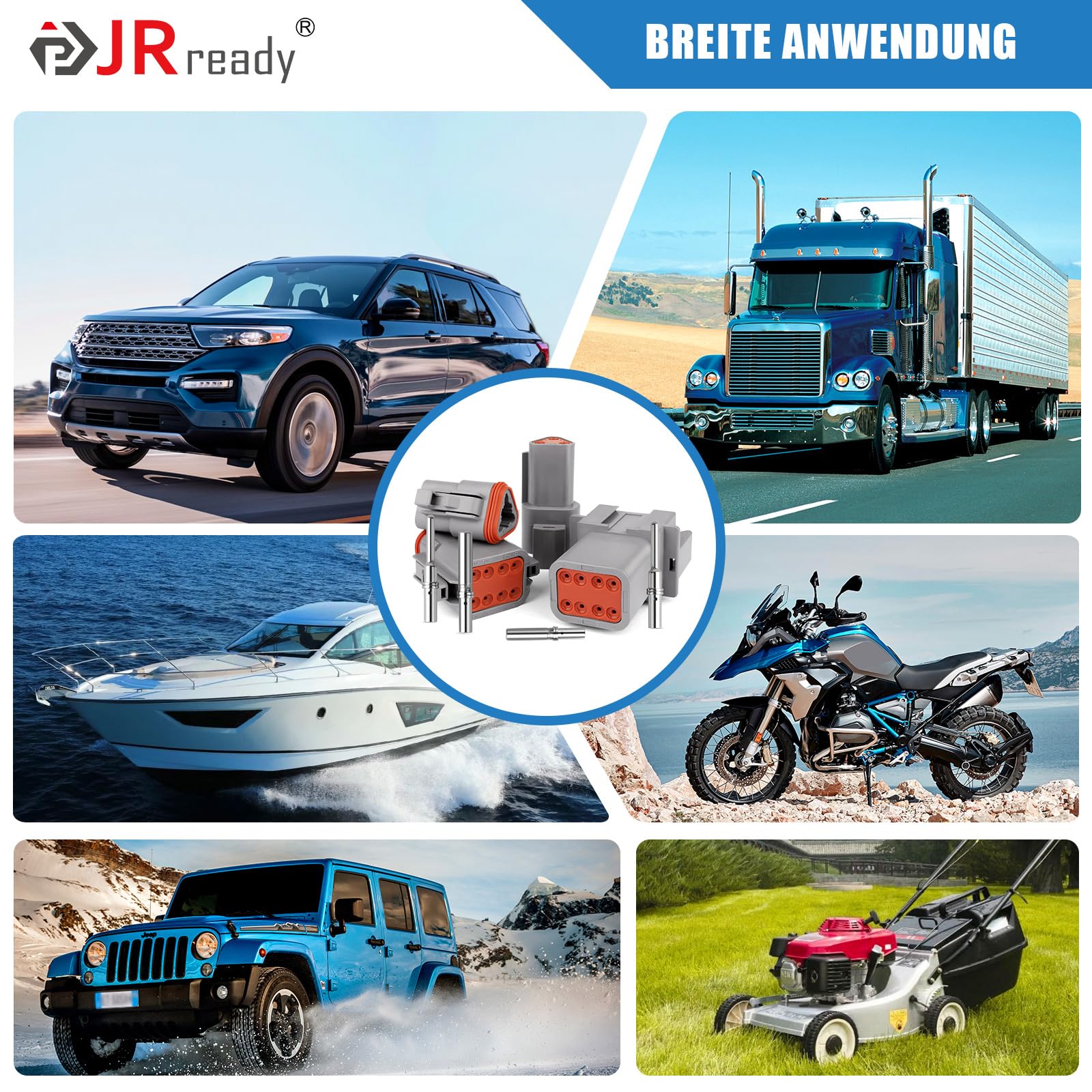 JRready Connettore Deutsch a 6 Poli Grigio IP68 Impermeabile Connettore DT Kit 6 Set con Kit di Terminali Deutsch, Calibro di Filo 16-20 AWG Per Auto, Moto, Camion, Barche