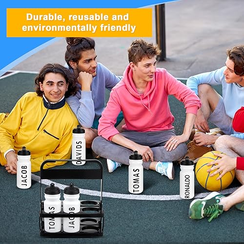 Miniatura 6 de Suclain 7 unidades de botellas de agua con botellas de 20 onzas y calcomanías, botella de agua deportiva de boca ancha, botellas de equipo