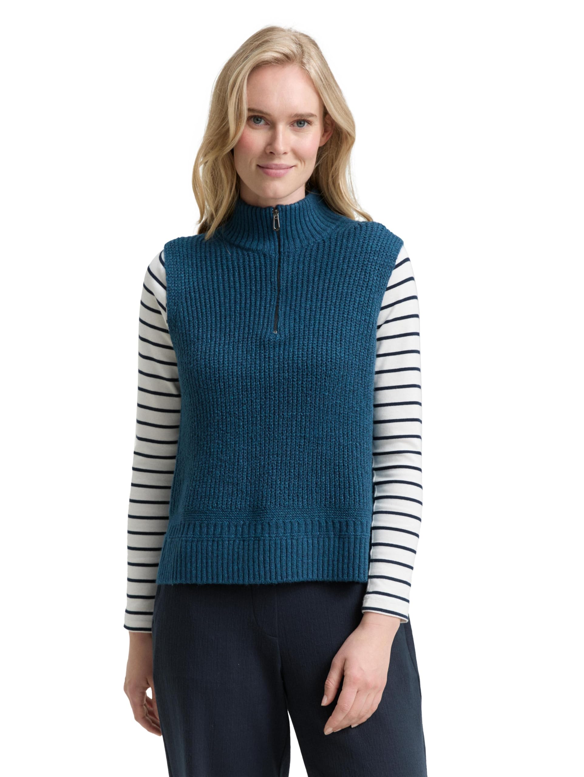 Tom Tailor Damen 1048316 Troyer Pullunder (1er Pack)