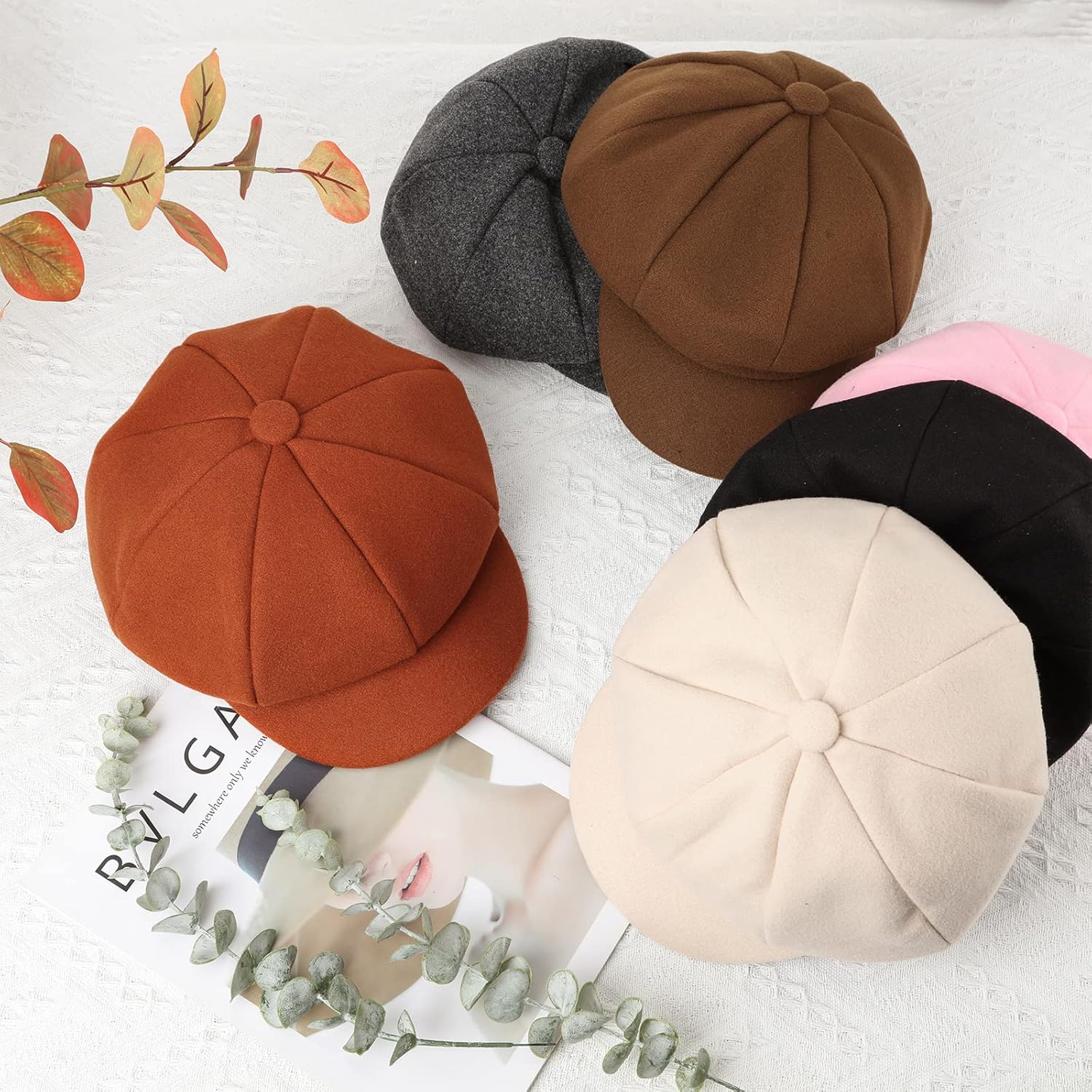 Cindeer 6 Pcs Women Newsboy Caps Ladies Hat Warm Wool Visor Beret Hats for Women Vintage Baker Boy - Image 7