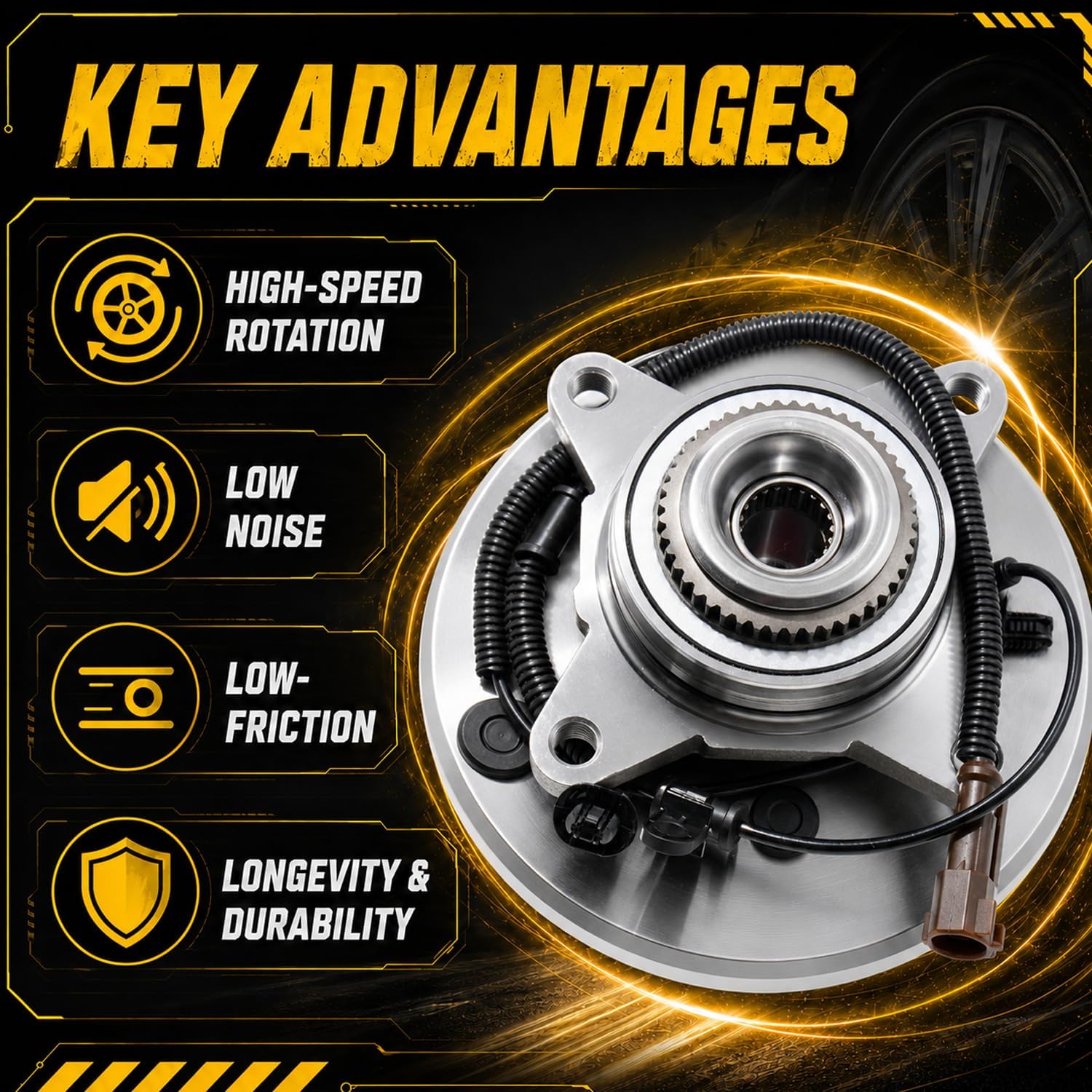 515177 Front Heavy Duty Wheel Bearing for Ford F-150 2018 2019 2020 Wheel Bearing Hub Assembly 4WD 4x4 w/ABS 6 Lugs