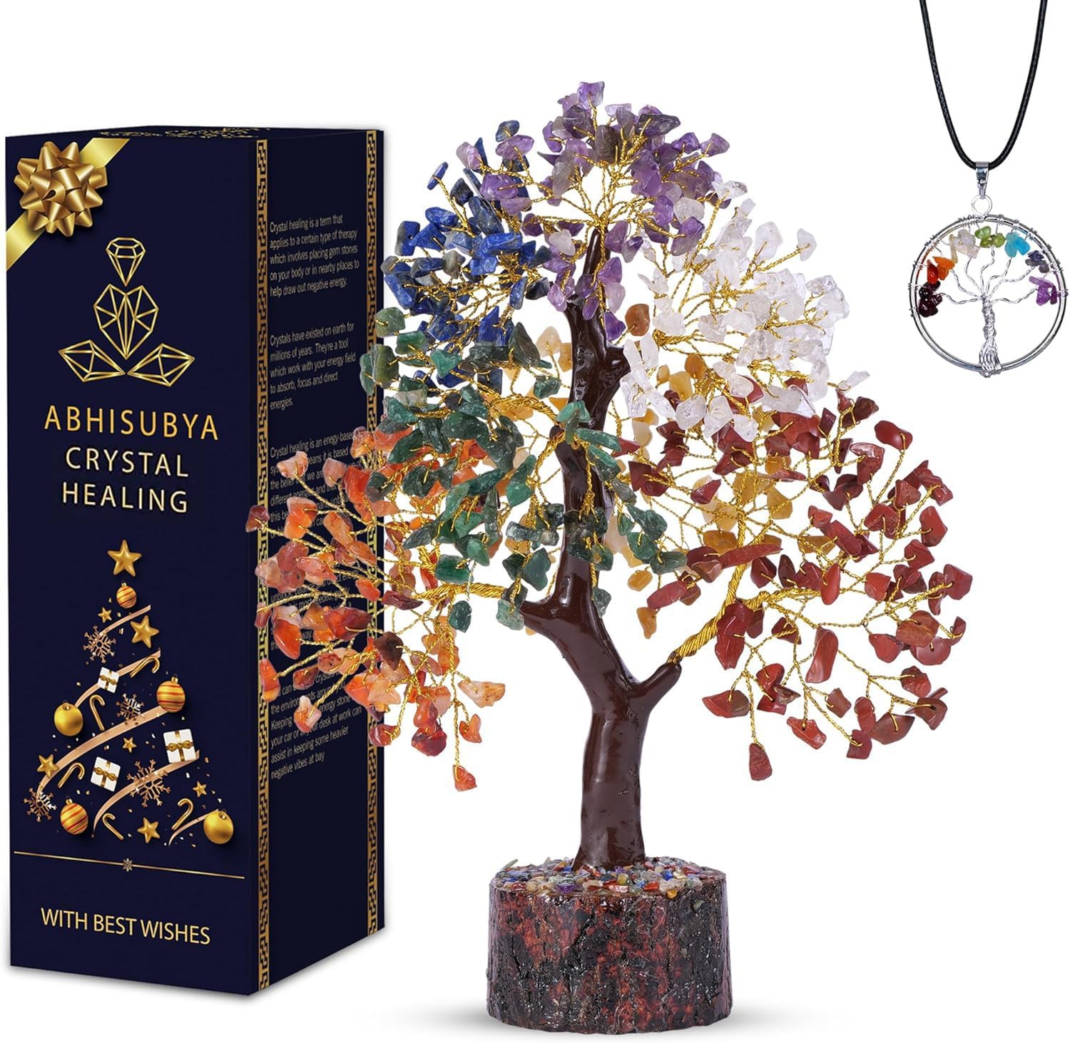 – Seven Chakra Crystal Tree - Crystal Gifts - Chakra Tree - Gemstone Tree - Crystal Tree of Life - Bonsai Tree - Birthday Gift for Women - House Warming Gifts New Home - Feng Shui - Money Tree