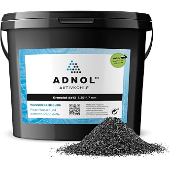 Activated Carbon Granules 5 Litres Made of Coconut Shells for Water Filter for Aquarium and Pond Mesh 6 x 12 Grit 3.35-1.7 mm Energy Class A Can be Used as Carbon Filter