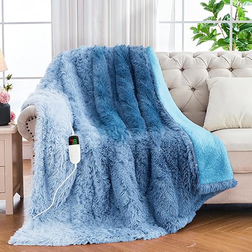 RUJIPO Manta eléctrica Sherpa, 50 x 60 pulgadas, 10 niveles de calefacción, 5 opciones de apagado automático, calentamiento rápido de 5 minutos,
