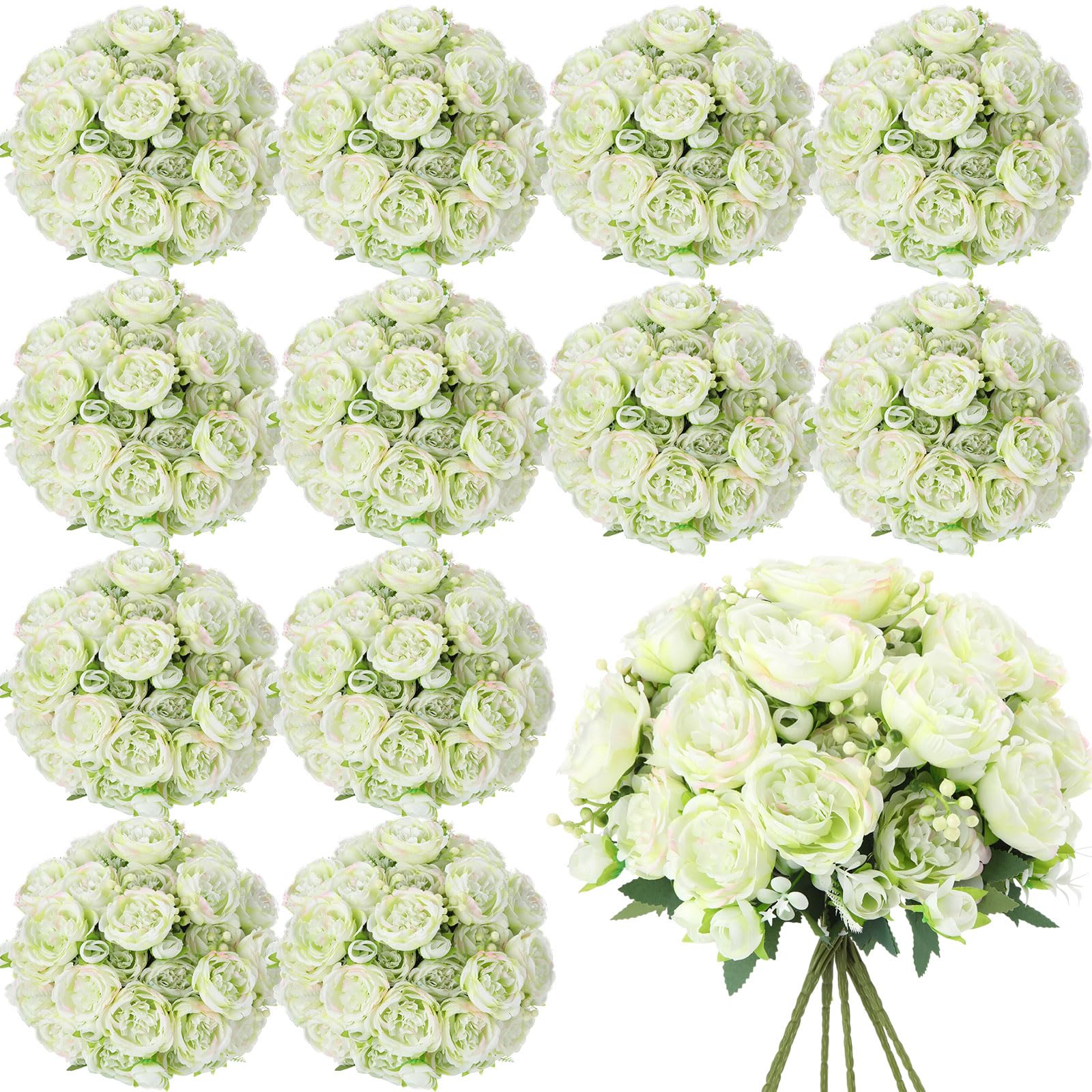 Pivoines artificielles en soie pour décoration de vases et fausses fleurs mariage