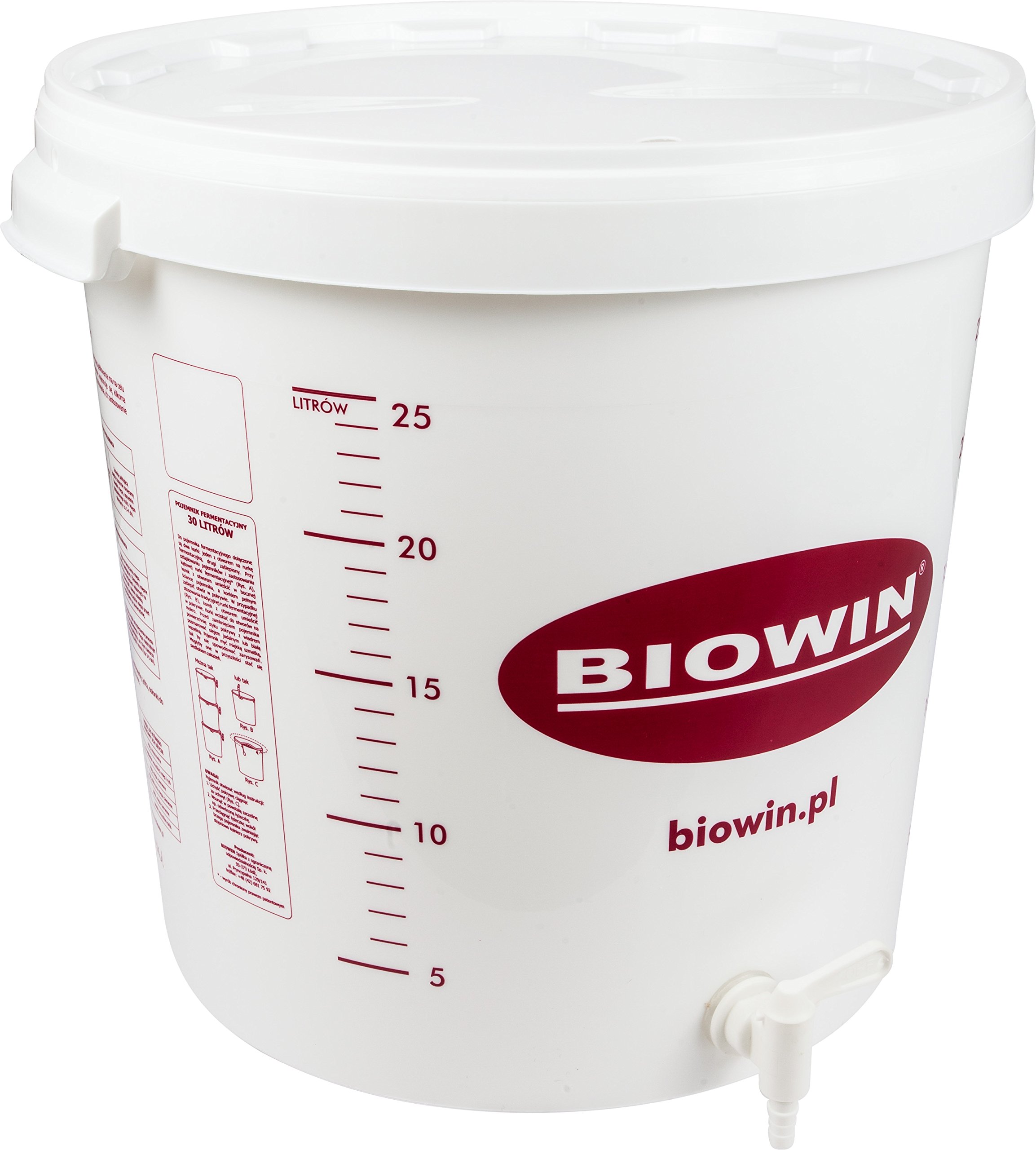 Cost Wise White Fermentation Bucket (30L) With Lid, Tap And Graduation Scale
