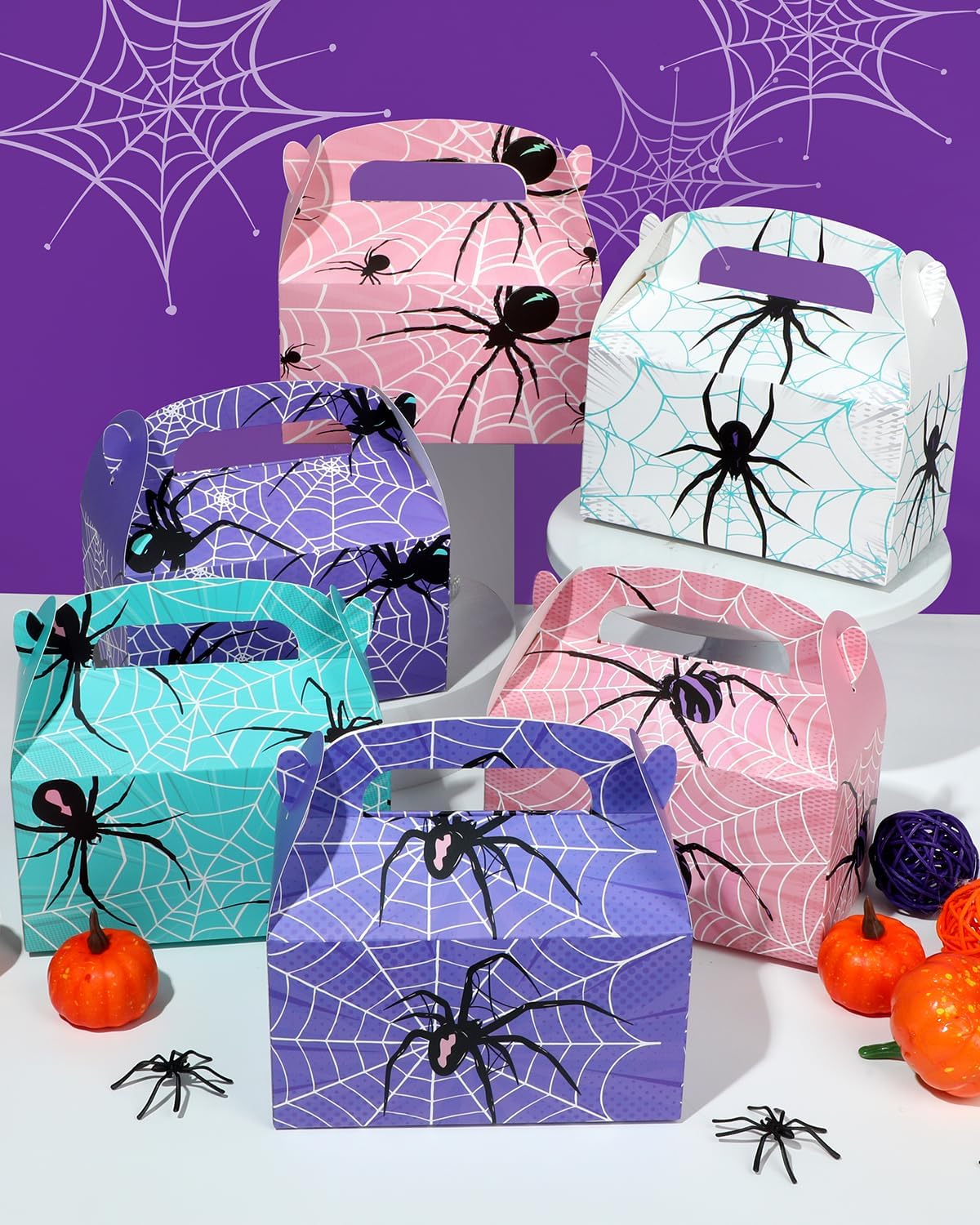 Liobelon 24 Pcs Spider Party Favor Boxes Spider Gifts Goodie Treat Boxes With Handles Spider Birthday Decorations Halloween Candy Box for Hero Game Theme Boys Men Birthday Holiday Presents - Image 9