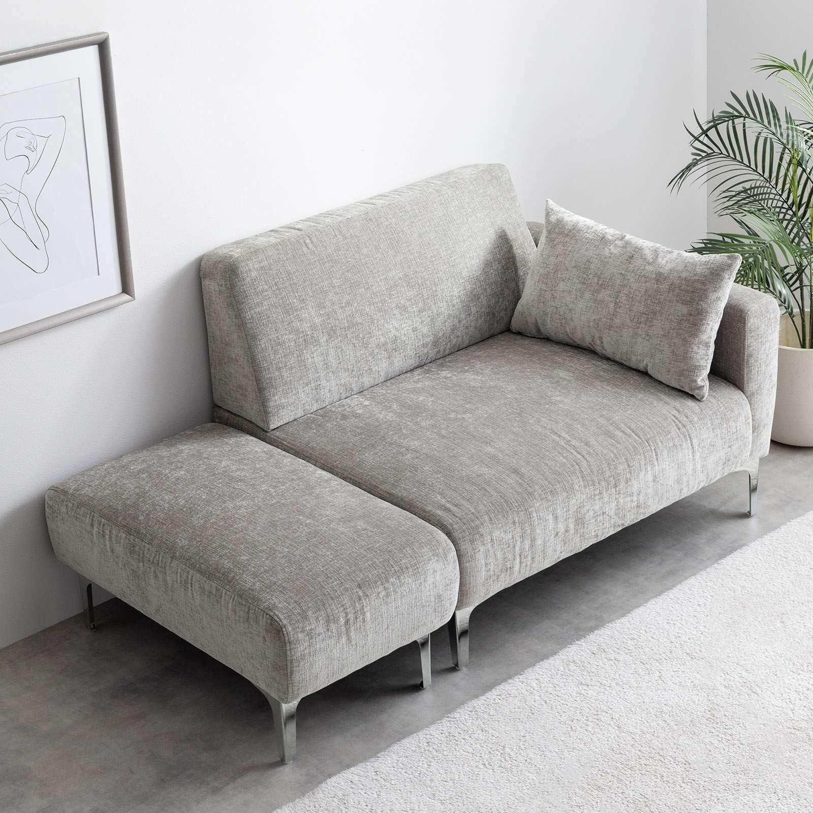 Amazon｜家具350 ソファー 2人掛け ロー おしゃれ オットマン 2点