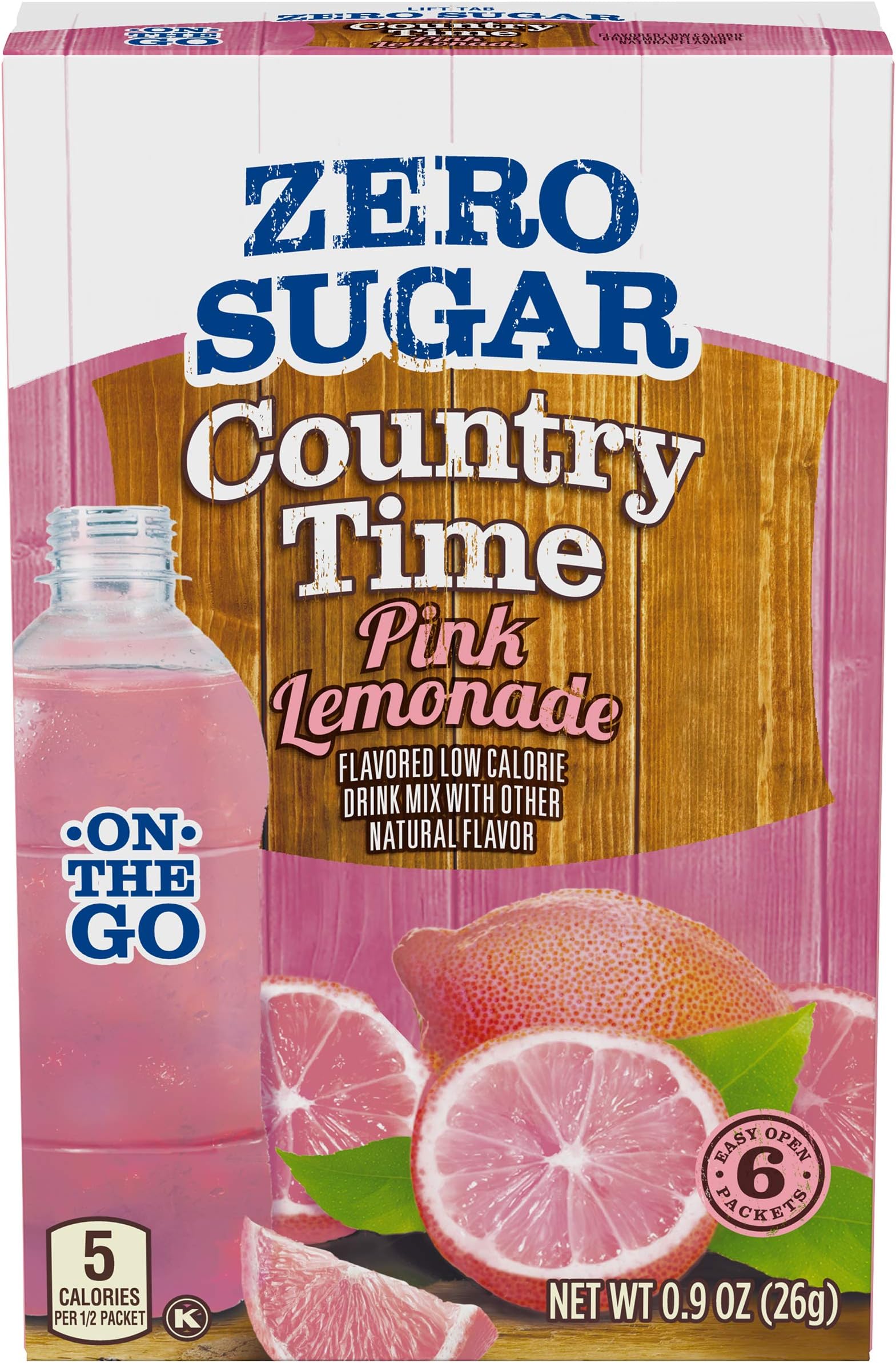 Country Time Sugar-Free Pink Lemonade Drink Mix (6 On-the-Go Packets)