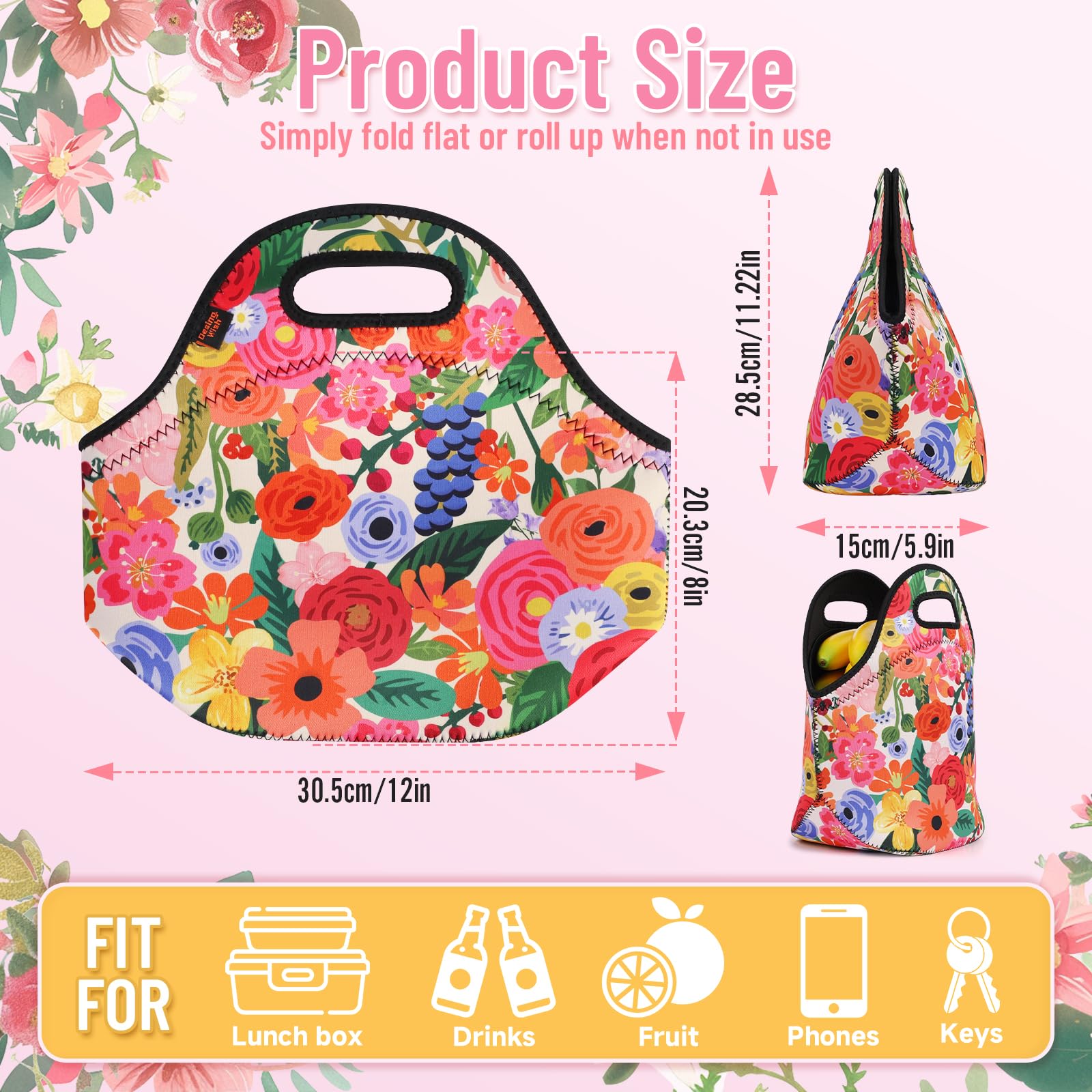 Bolsa Termica Porta Alimentos Mujer Hombres Neopreno Porta Bolsa Comida Trabajo Bolsa Merienda Fiambrera Bolsas Termicas Almuerzo Saco Termico Isotermica Portatil Lunch Bag Lonchera Picnic