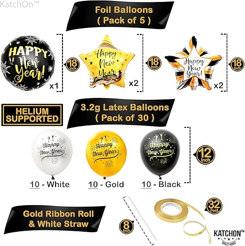Miniatura 4 de KatchOn, Juego de globos de Feliz Año Nuevo, paquete de 35  Globos de Año Nuevo para suministros de fiesta de Año Nuevo 2024  Decoraciones de feliz