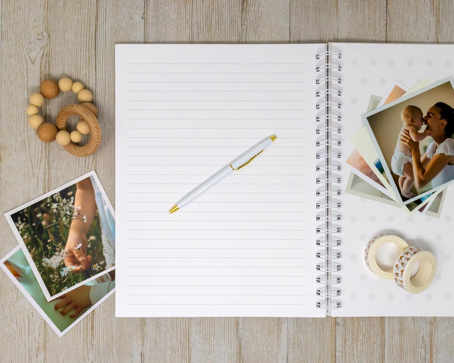 Personalized Baby Memory Book - Hardcover First Year Album Customized with Baby’s Name - Prompted Baby Journal (Pink Floral Bunnies)