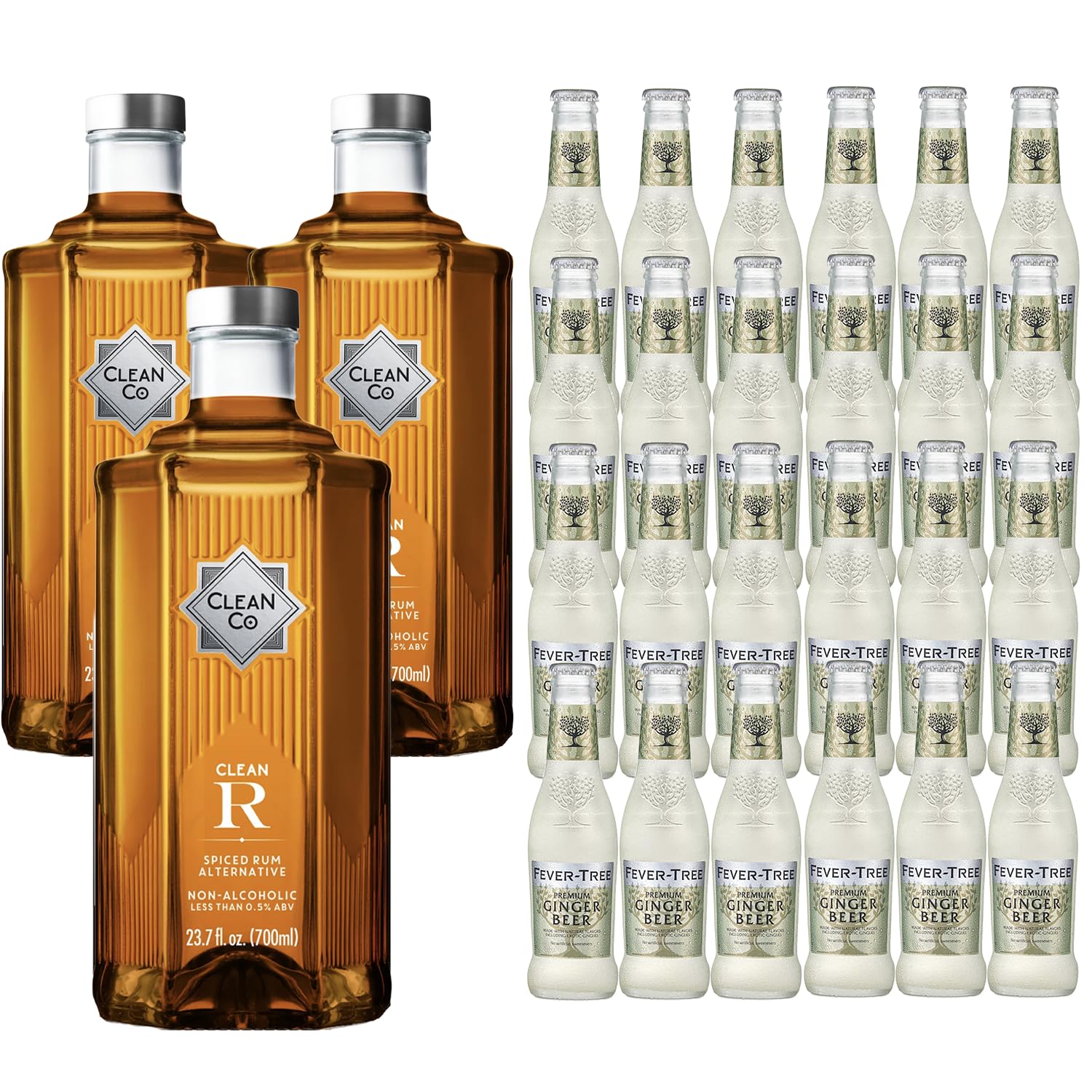 Clean Co Non-Alcoholic Rum Alternative 700ml Bottle | with Premium Quality Ginger Beer - Batanga