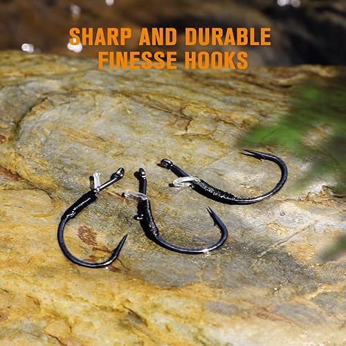 Miniatura 7 de Dovesun 30 ganchos sin malas hierbas, ganchos de pesca con gusanos para pesca de lubina, tamaño 1 # 10 20, ganchos locos para Noke Rig sin platina