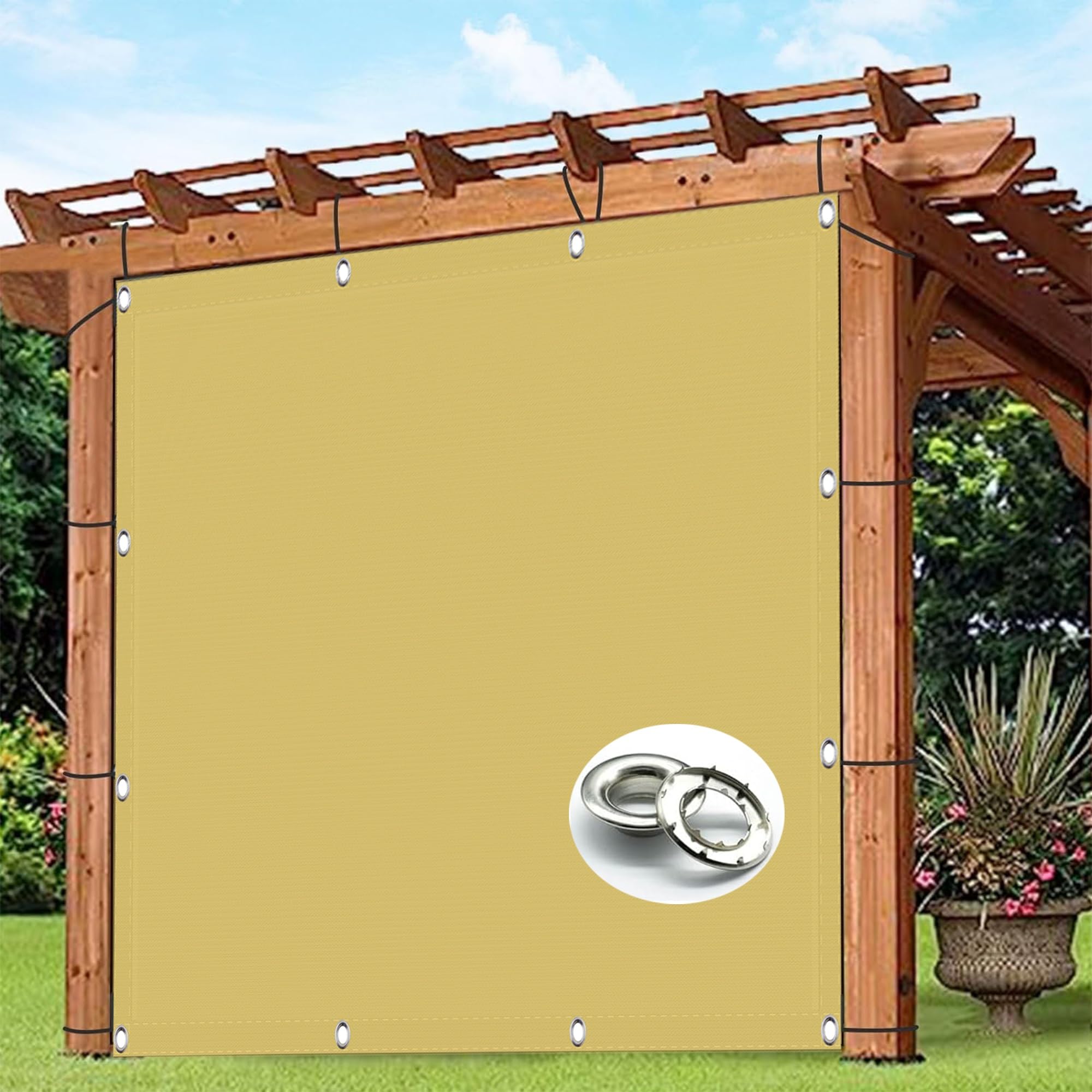 GLDYTVF Outdoor Garden Sun Sail 1.7 x 2.6 m Waterproof Patio Yard Party Shade Canopy Weather Resistant Polyester Durable Cream Color Mounting Hardware Included