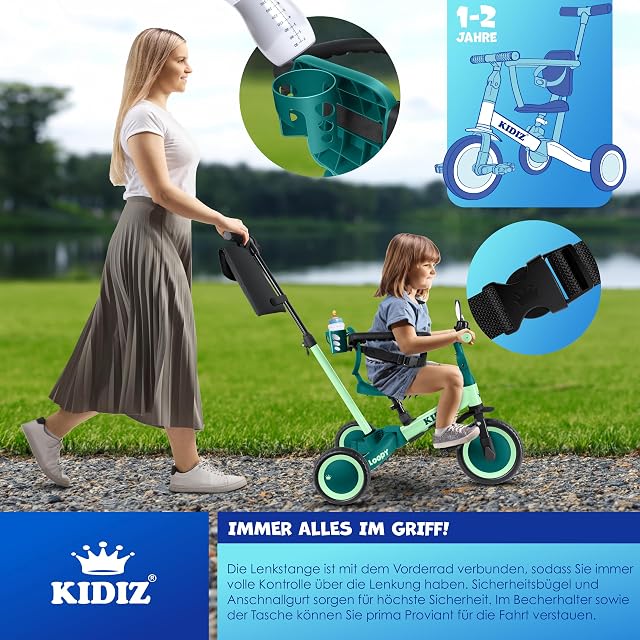 Foto 3 de 8 de KIDIZ® 6en1 Bicicleta de Balance, Triciclo para niños de 1 año a 5 Años, Capacidad de Carga hasta 25kg