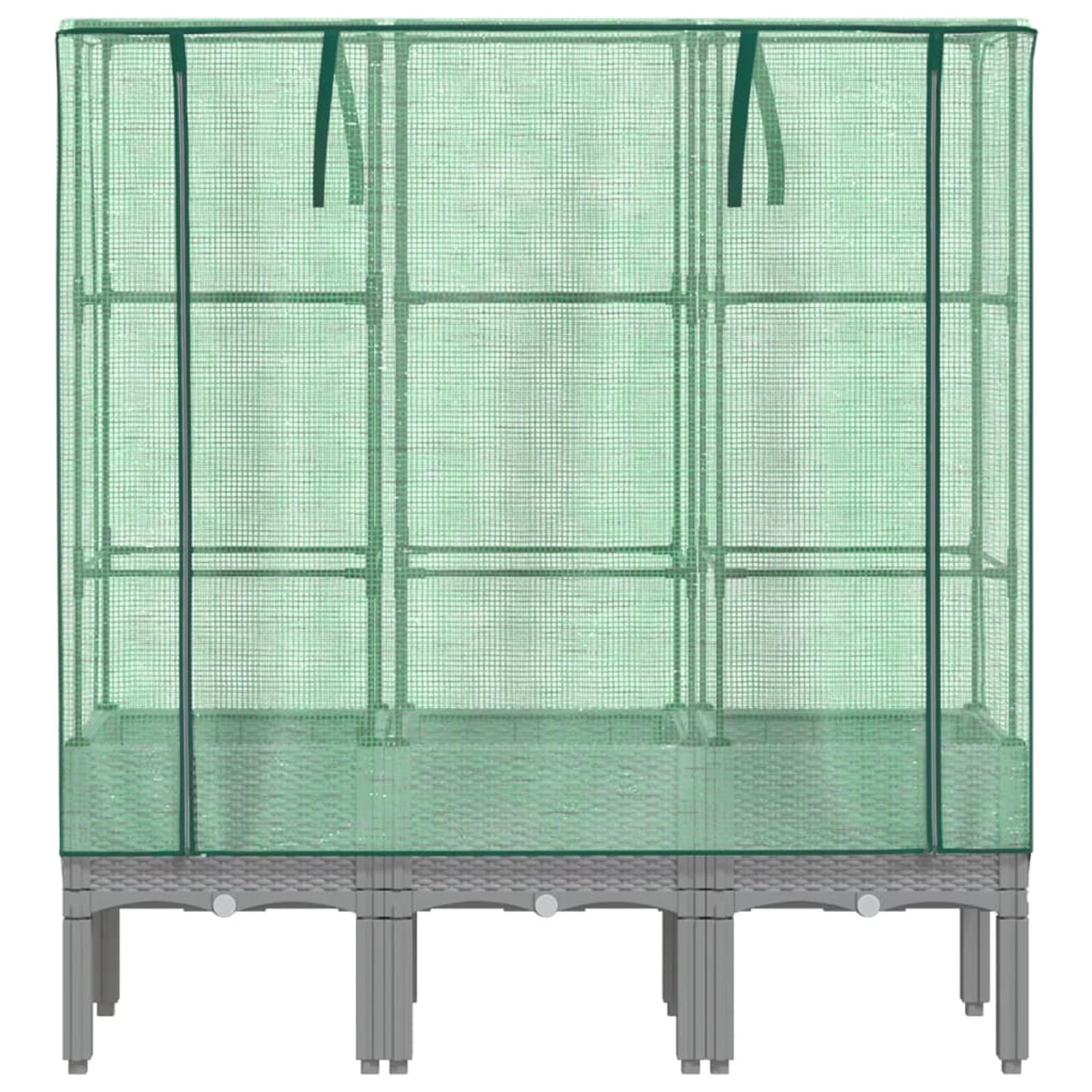 Homgoday Hochbeet mit Gewächshaus-Aufsatz Pflanzkasten Gemüsebeet Blumenkasten Blumenbeet Gartenbeet Pflanzbeet Frühbeet für Balkon Garten Terrasse Rattan-Optik 120x40x140 cm Hellgrau