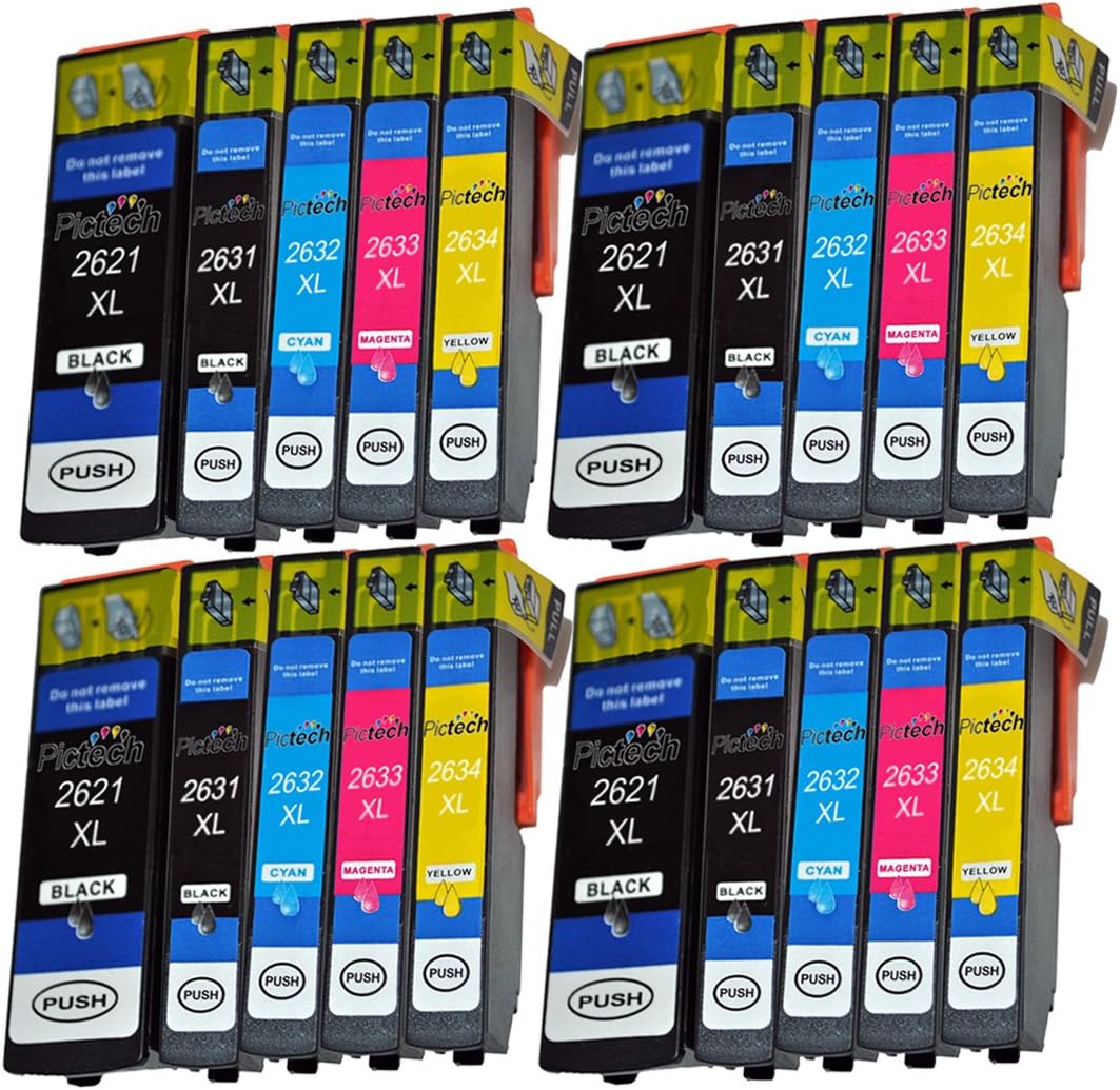 Pictech Replacement 26 26XL Ink Cartridges for Expression Premium XP-620 XP-520 XP-610 XP-605 XP-510 XP-800 XP-600 XP-615 XP-700 XP-710 XP-720 XP-810 XP-820 XP-625 (4 Sets (20 Packs)