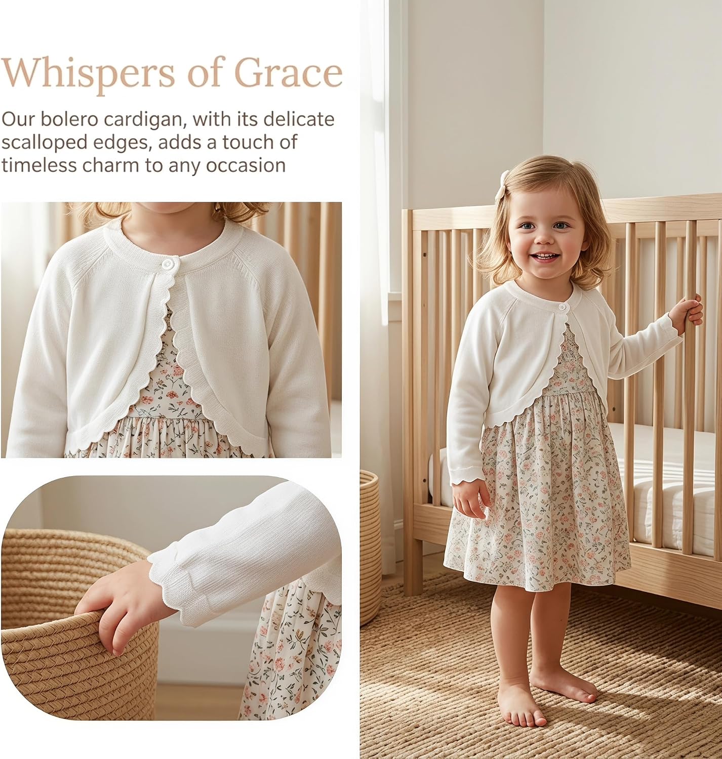 Baby Girls Long Sleeve Knitted Bolero Cardigan Toddler Button Knit Shrug Sweater