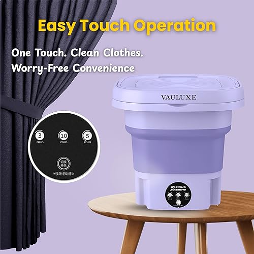 Miniatura 5 de Mini lavadora portátil, lavadora eléctrica compacta, púrpura y blanco, diseño ligero para espacios pequeños