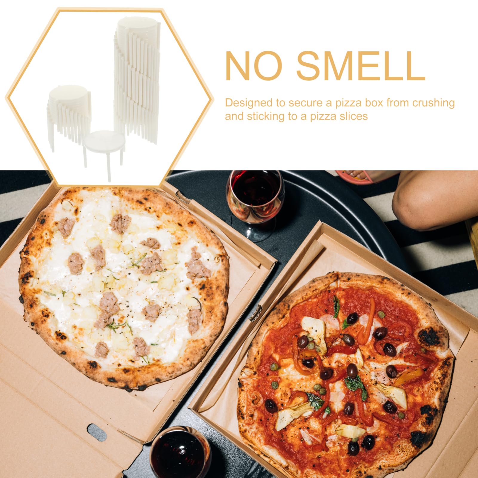 GRIRIW Pizza Serving Stand Stackable Tripod Rack Plastic 100pcs Pizza Trays for Takeaway