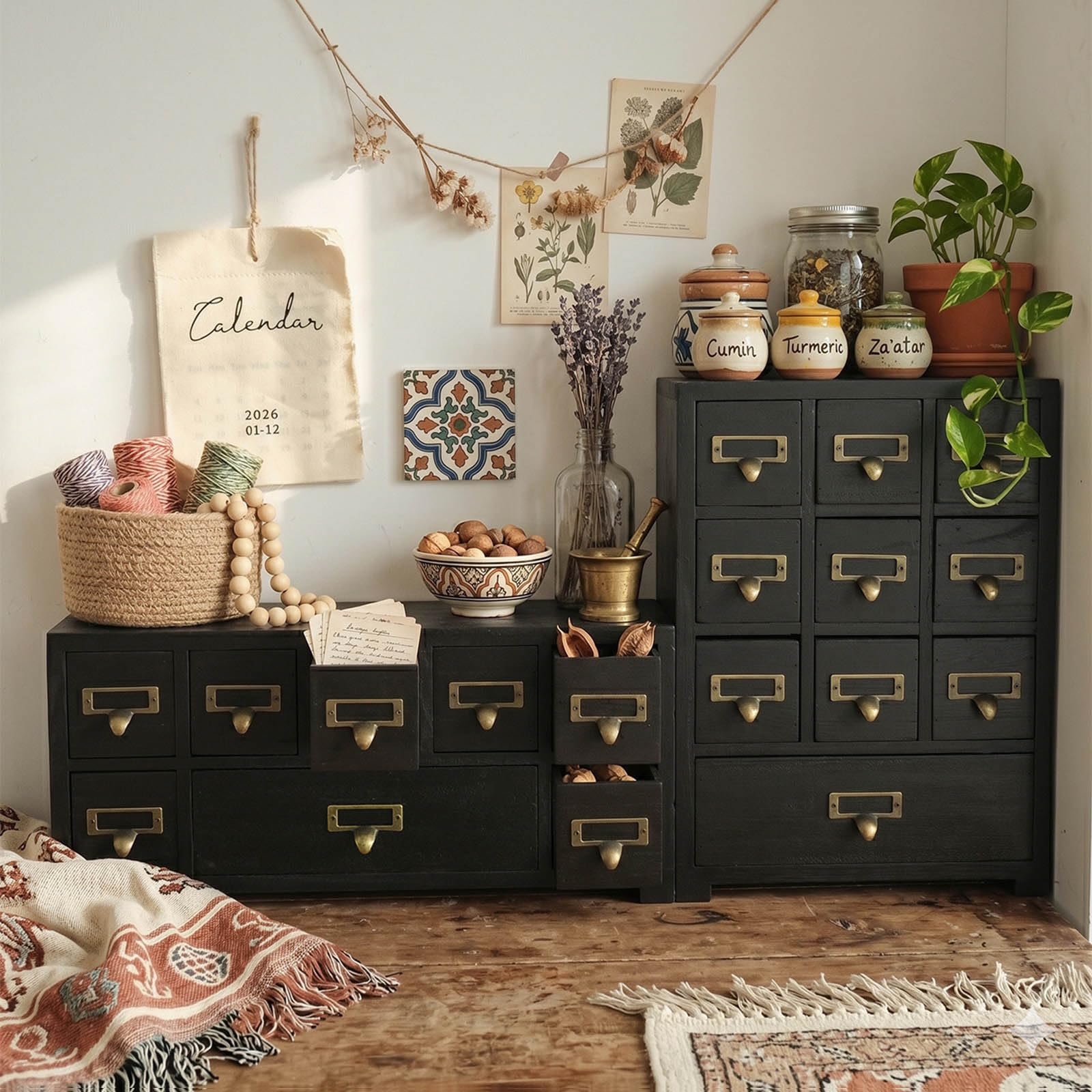Scatola portaoggetti in Legno Pino Naturale con 9 Scomparti Organizer da scrivania Perfetti per Accessori da scrivania e Piccoli Oggetti Semplice Agenda in Legno