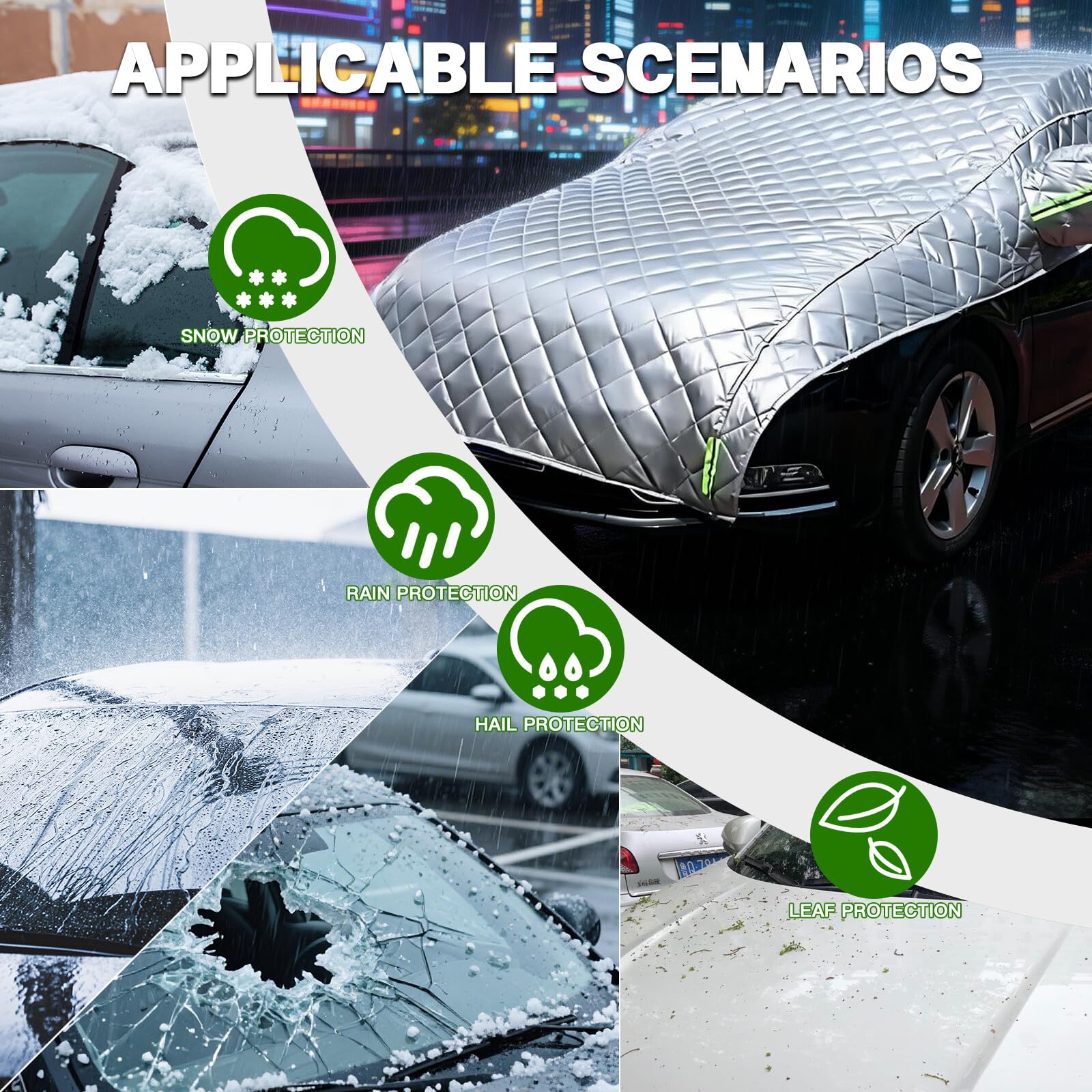 Hagelschutz Halbgarage Auto Für VW Golf 7 (1997-2025), 5-Lagig Gepolsterte Abdeckung für Dach & Windschutzscheibe, Wasserdicht & UV-Schutz, Winterfest mit Schnellbefestigung-gv427