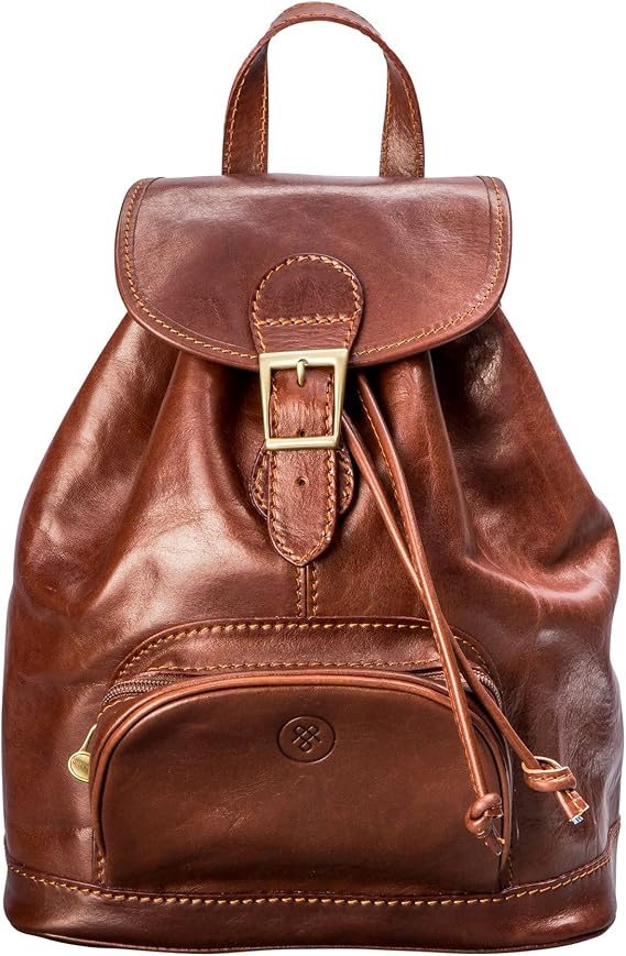 Maxwell Scott - Womens Luxury Classic Leather Backpack for Luxury Travelling - Made in Italy - The Sparano Chestnut Tan