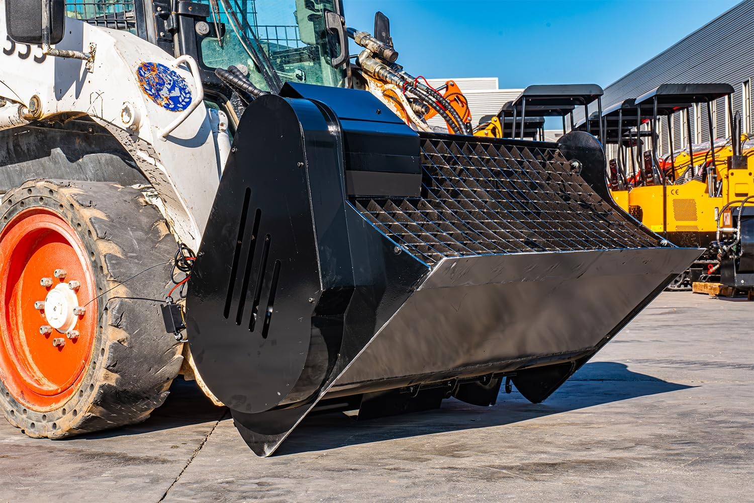 92 GAL Skid Steer Concrete Mixer Attachment w/Electric Wire, for Bobcat Skid Steer, Heavy-Duty Cement Mixer for Construction, Municipal Engineering, Landscaping, Gardening, US Stock