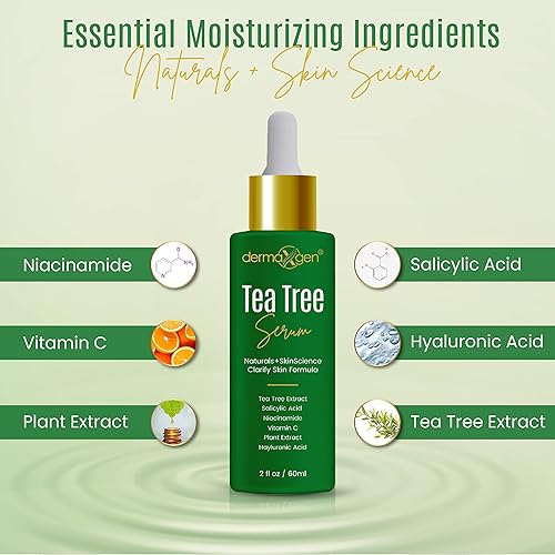 Miniatura 7 de Suero de árbol de té  Aceite de árbol de té orgánico con vitamina C natural para cicatrices de acné, manchas oscuras, granos e imperfecciones  Ayuda