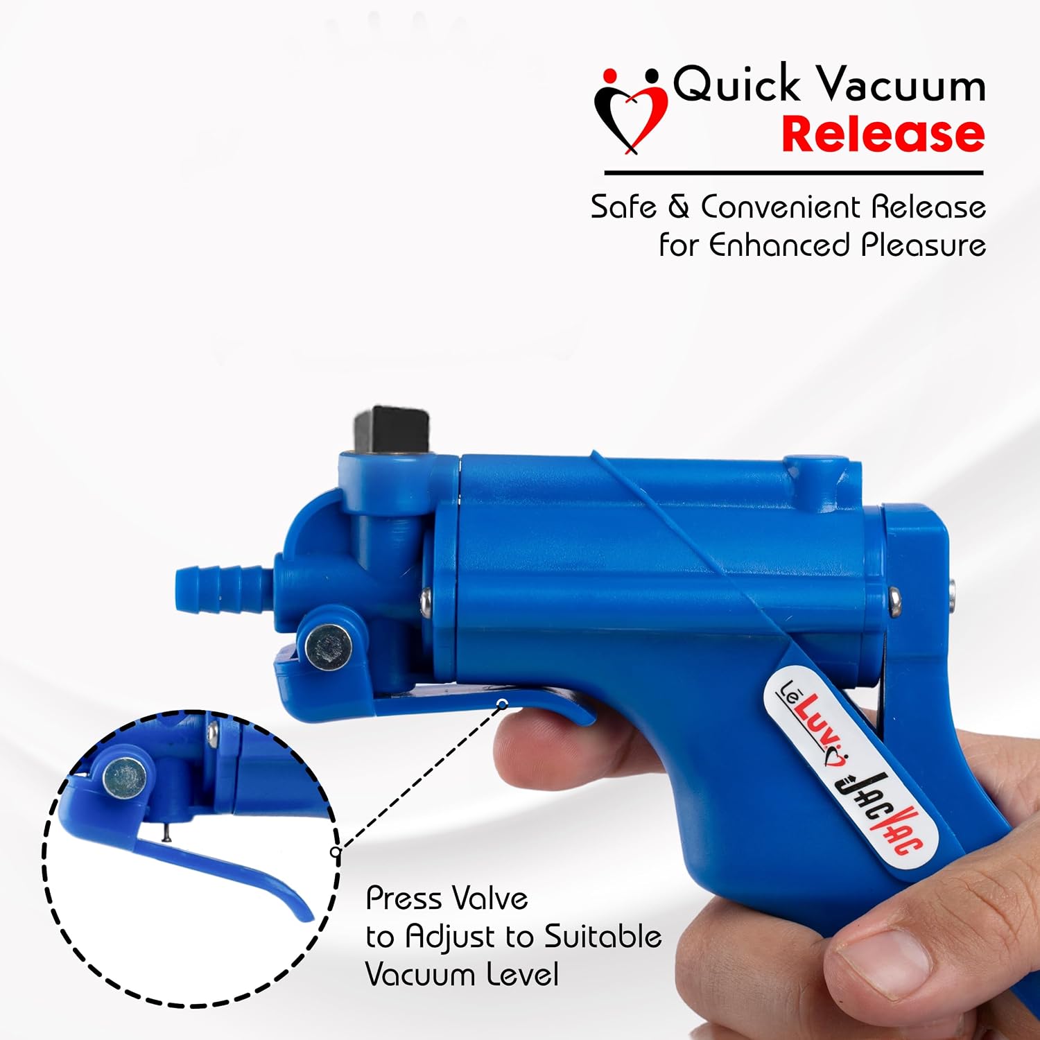 LeLuv JacVac Penis Pump Adult Product - Blue NPT Handle, Silicone Hose - 9" x 2.25" Round Flange Cylinder