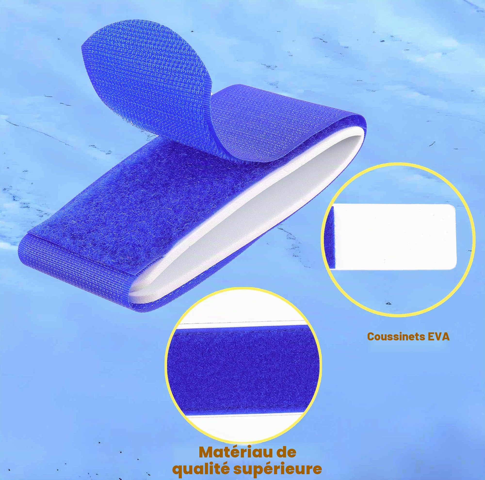 (Upgrade) 10 x Sangles de Ski Réglables Sangles de Ski EVA avec Conception de Protection pour Transporter du Matériel de Ski Hiver Noël （Bleu Rose Orange Jaune Noir）