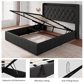 ファム Amazon.com: VECELO Full Size Platform Bed Frame with Fabric