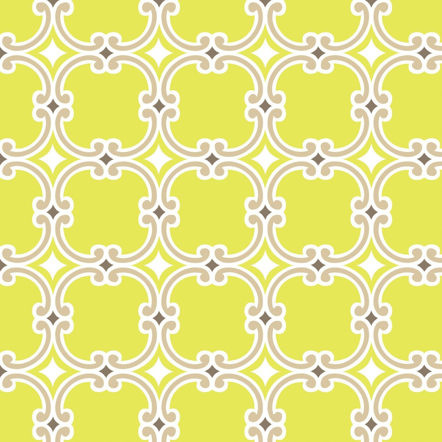 Timeless Treasures Geometric Medallions Cotton Fabric Material - Medalion Print 112Cm Wide - Bright Now Yellow