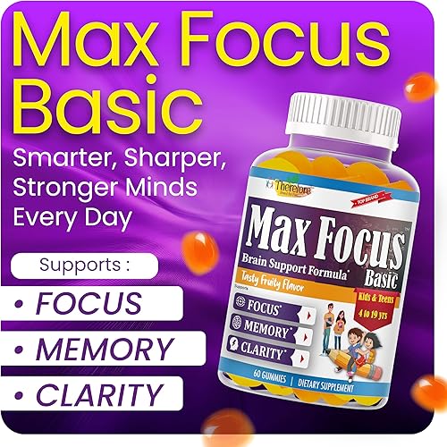 Miniatura 2 de Gomitas Kids Focus para el cerebro, la memoria y la atención, suplementos de atención y concentración para niños con Omega 3 DHA, vitaminas de