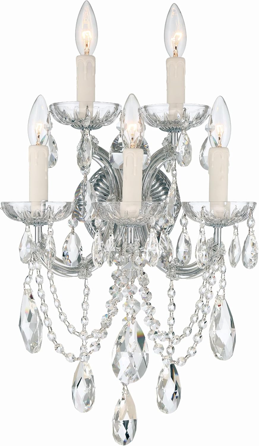 Crystorama Maria Theresa 5 Light Hand Cut Crystal Polished Chrome Sconce