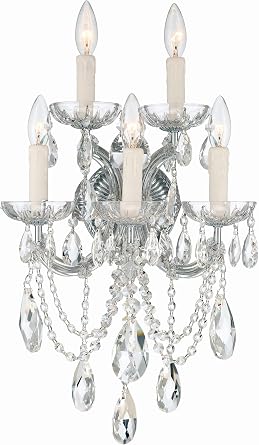 Crystorama Maria Theresa 5 Light Spectra Crystal Polished Chrome Sconce