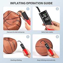 Pumteck MY01 Electric Ball Pump: Sports Ball Inflator with Inflation & Deflation Accurate Pressure Gauge and 4 Preset Modes for Basketball Soccer Football Volleyball Max 15 PSI