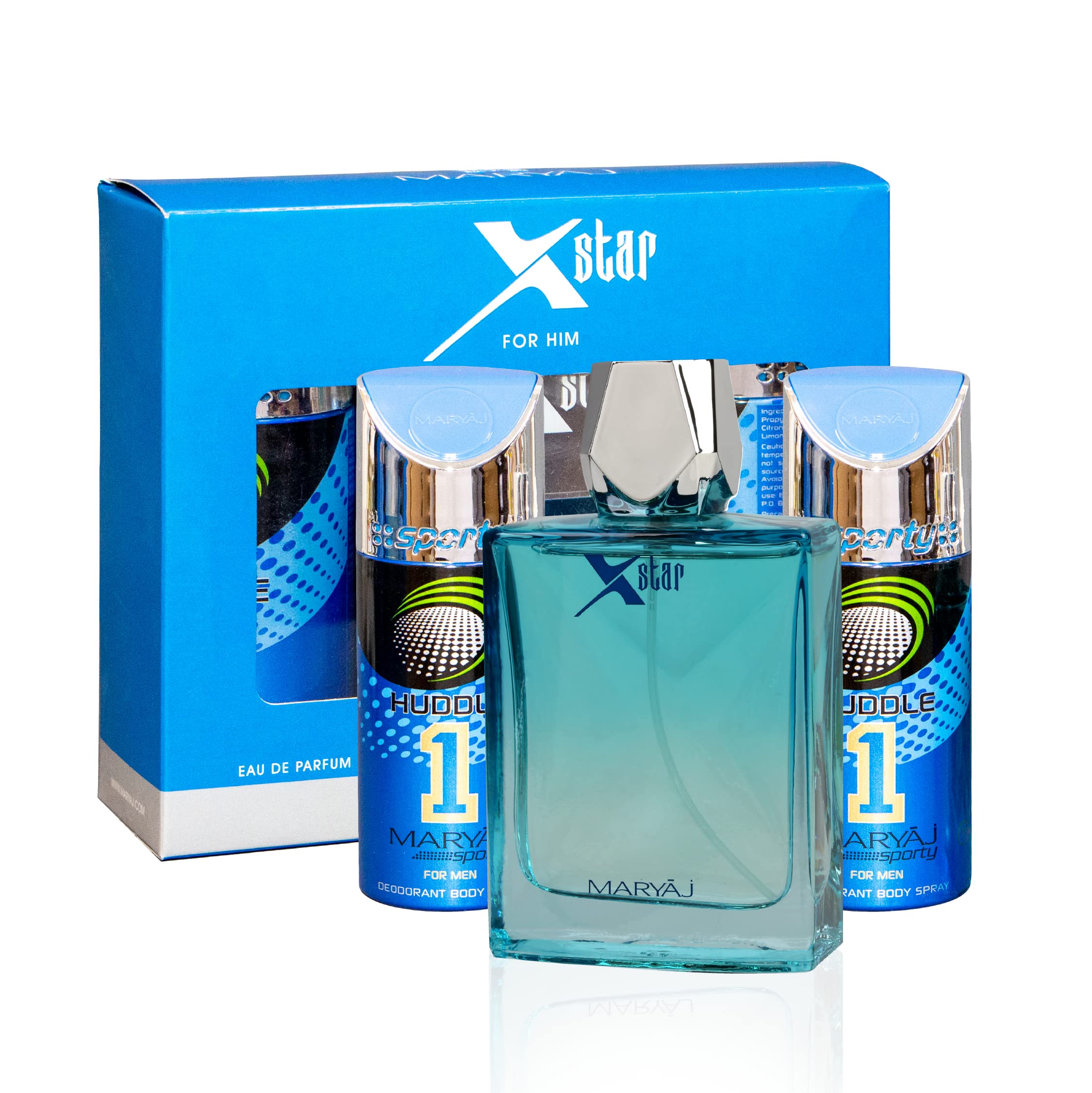 MaryajX-STAR Perfume Gift Set For Men with 2 x HUDDLE1 Deo