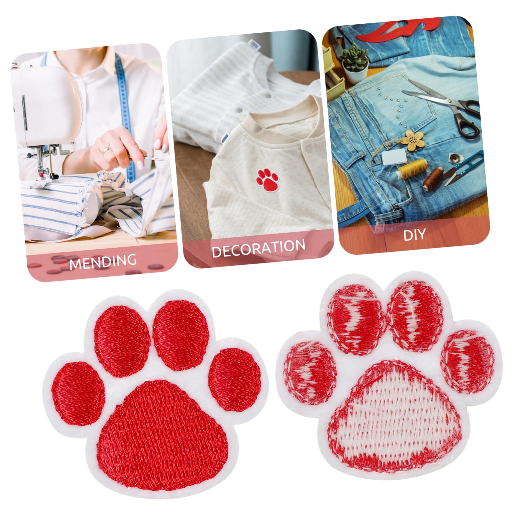STOBOK 100pezzi Toppe Ricamate Impronta Di Cane Per Abbigliamento Accessori Fai Da Te Facile Da Cucire e Adesive Per Giubbotti e Borse