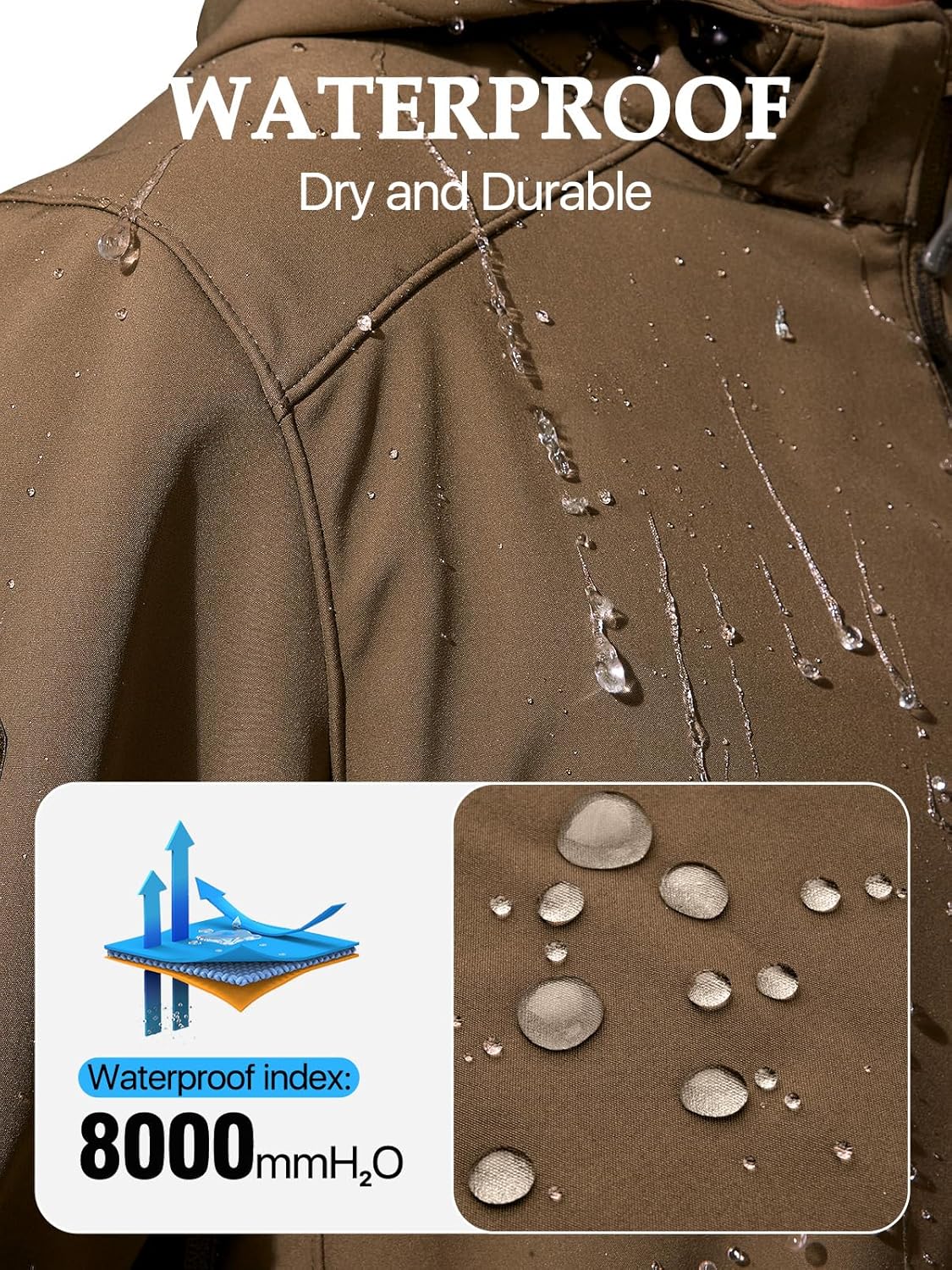 Mens Jacket Waterproof Hooded Coats Tactical Soft Shell Jackets for Men - Image 4