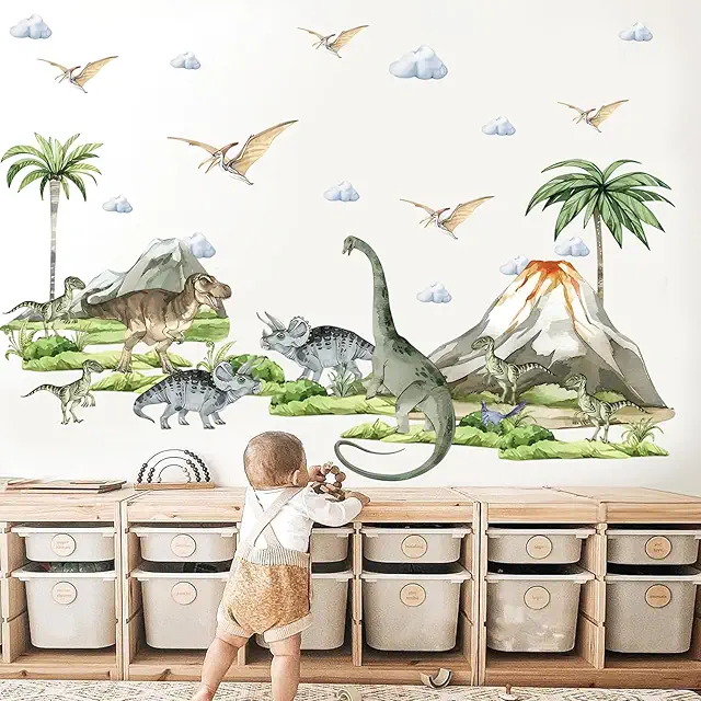 Stickers Muraux Dinosaures XXL - Grands Autocollants Décoratifs pour Enfants