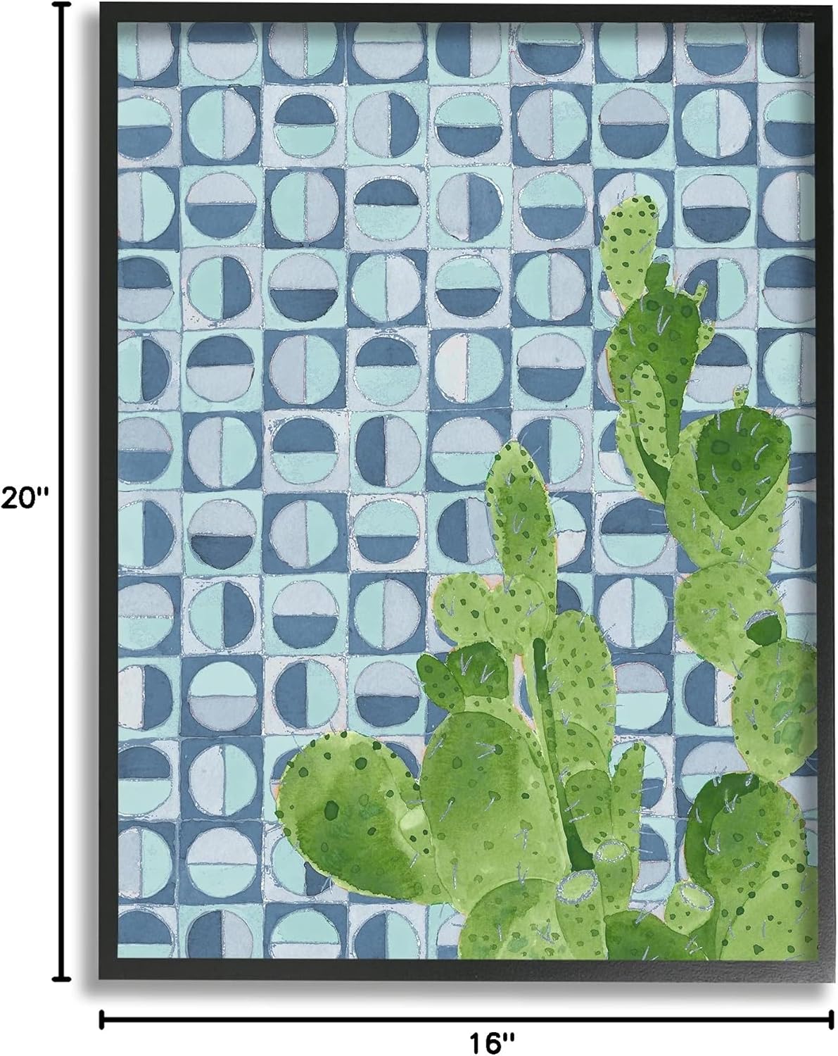 Stupell Industries Round Cactus Plant Prickly Pair Blue Shape Pattern