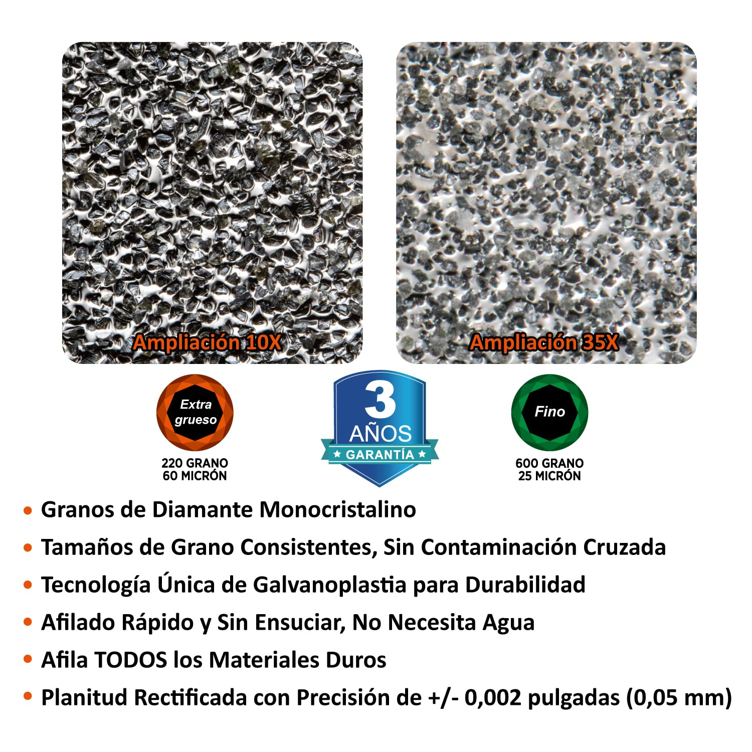 SHARPAL 163N Piedra de Afilar de Diamante Doble Cara 203x76 mm | Grano Extra Grueso 220 / Fino 600, Estuche Almacenamiento con Base Antideslizante, Guía de Ángulo, Afilador de Cuchillos