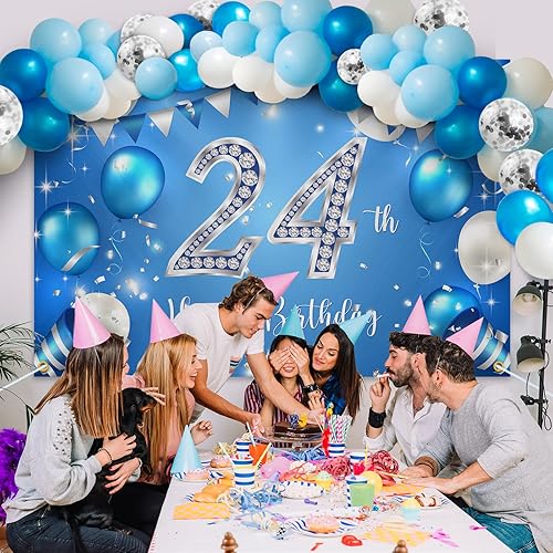 Miniatura 6 de Juego de globos azules de feliz cumpleaños 23  Decoración de guirnalda temática de fiesta con texto en inglés "Cheers to 23 years old Party Theme