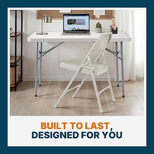 Miniatura 36 de OEF Furnishings Serie OEF50 Sillas plegables de acero resistentes con capacidad de peso de 500 libras (paquete de 4, negro) Negro