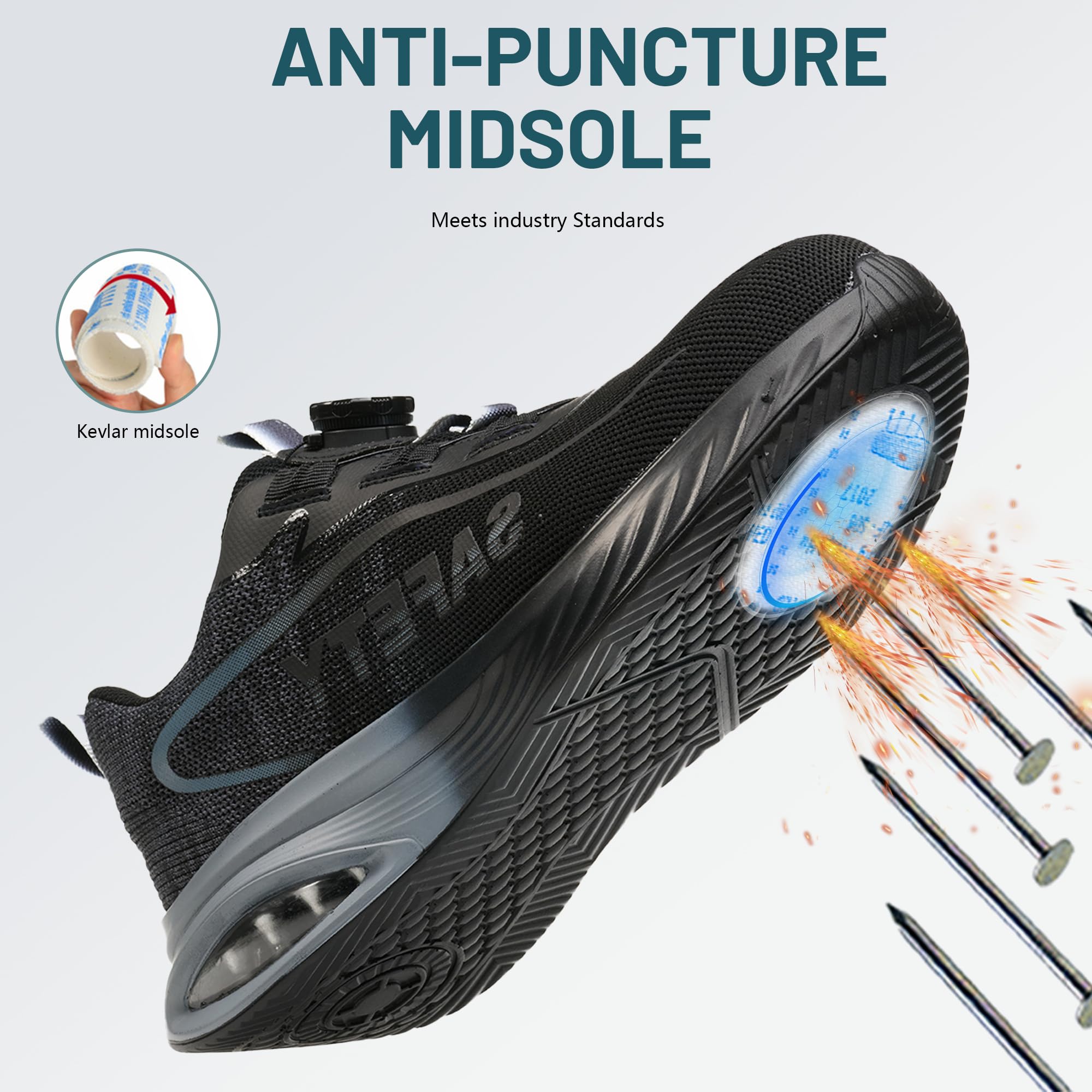 Zapatos de Seguridad para Hombre Zapatillas Trabajo Mujer Comodas Transpirable Ligero Calzado de Seguridad con Punteras de Acero Antideslizantes