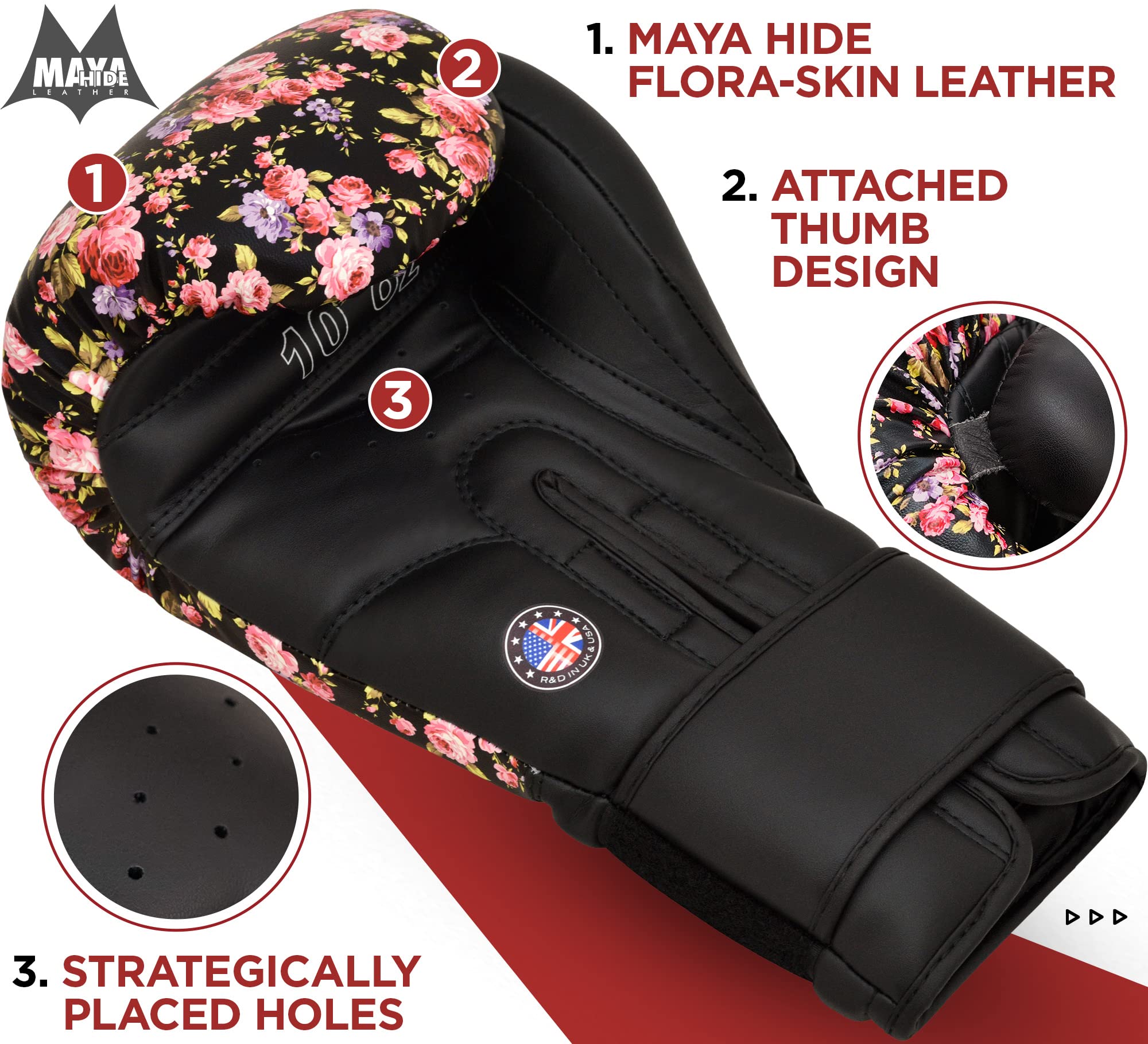 Image secondaire de RDX Femme Gants de Boxe Muay Thai d'entrainement, Maya Hide Cuir, Sparring Kickboxing MMA Boxing Gloves, Gants pour Sac de Frapp