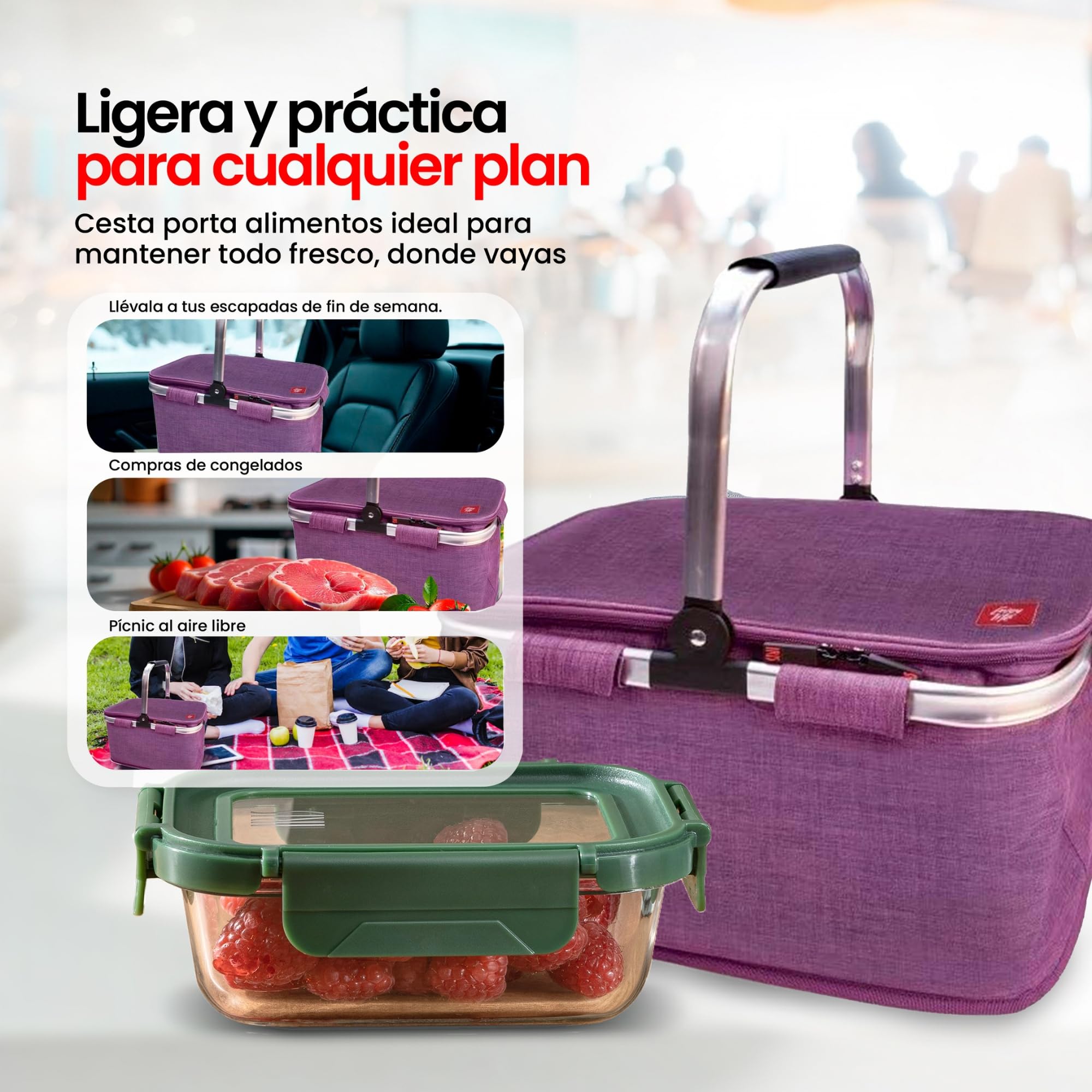 PICNIC BASKET PURPLE MARBLED
